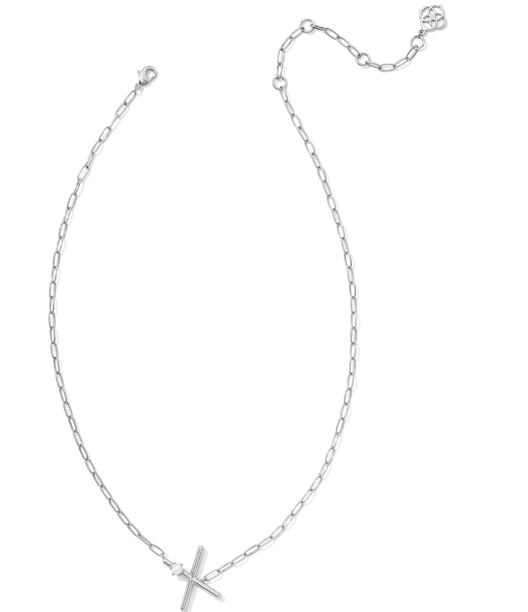 Kendra Scott Pearl Initial Silver Short Pendant Necklace