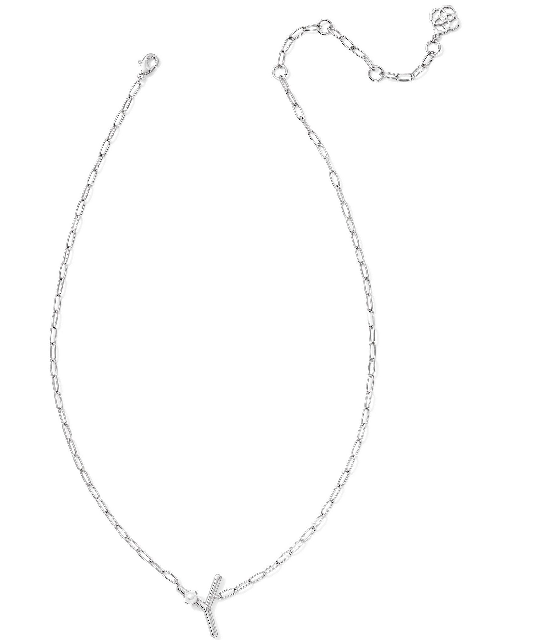 Kendra Scott Pearl Initial Silver Short Pendant Necklace