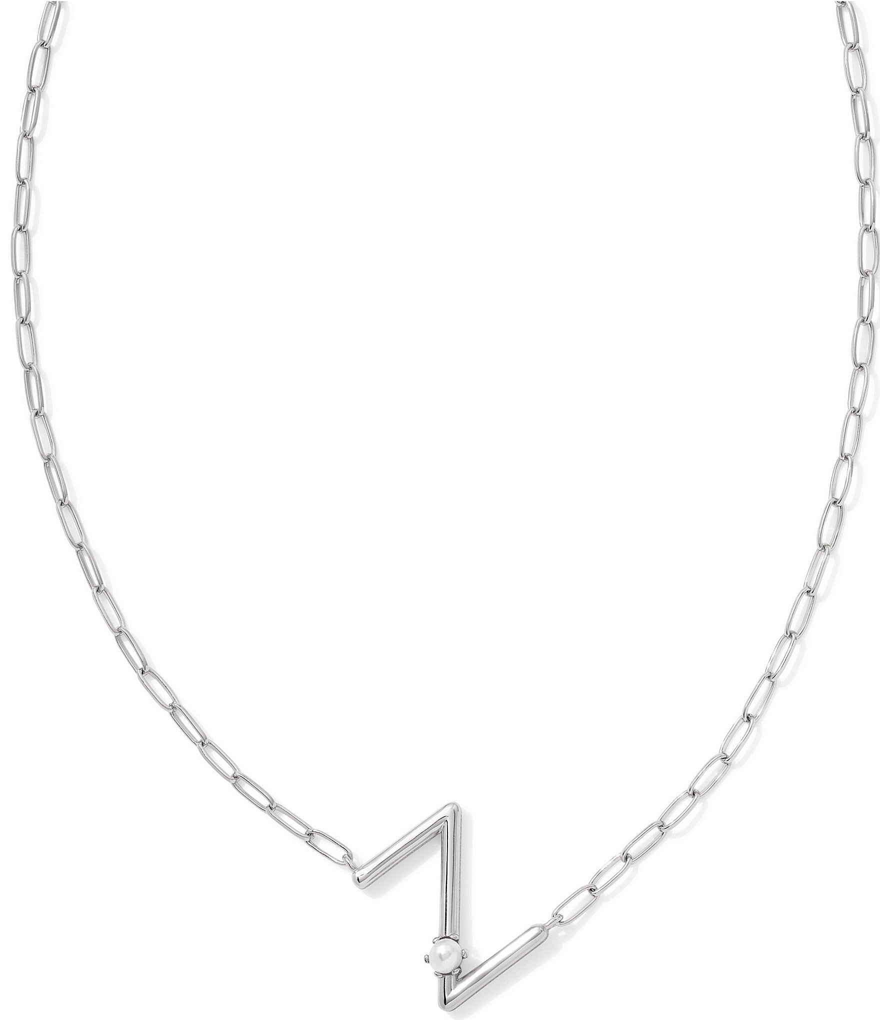 Kendra Scott Pearl Initial Silver Short Pendant Necklace