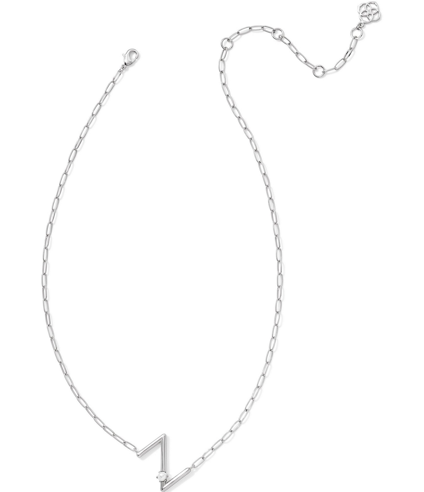 Kendra Scott Pearl Initial Silver Short Pendant Necklace