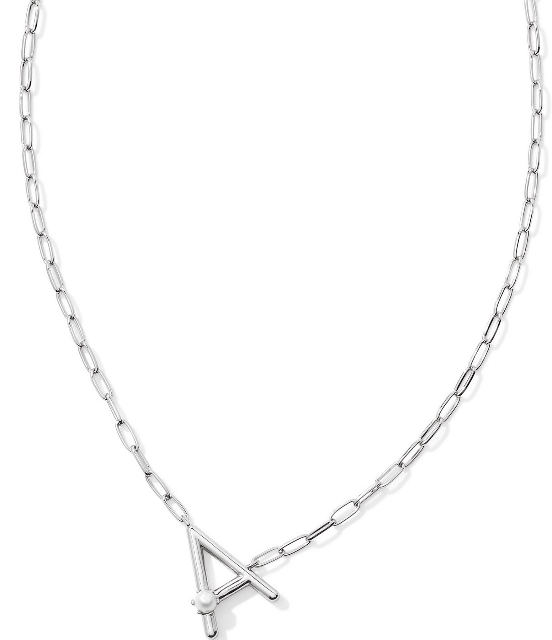 Kendra Scott Pearl Initial Silver Short Pendant Necklace