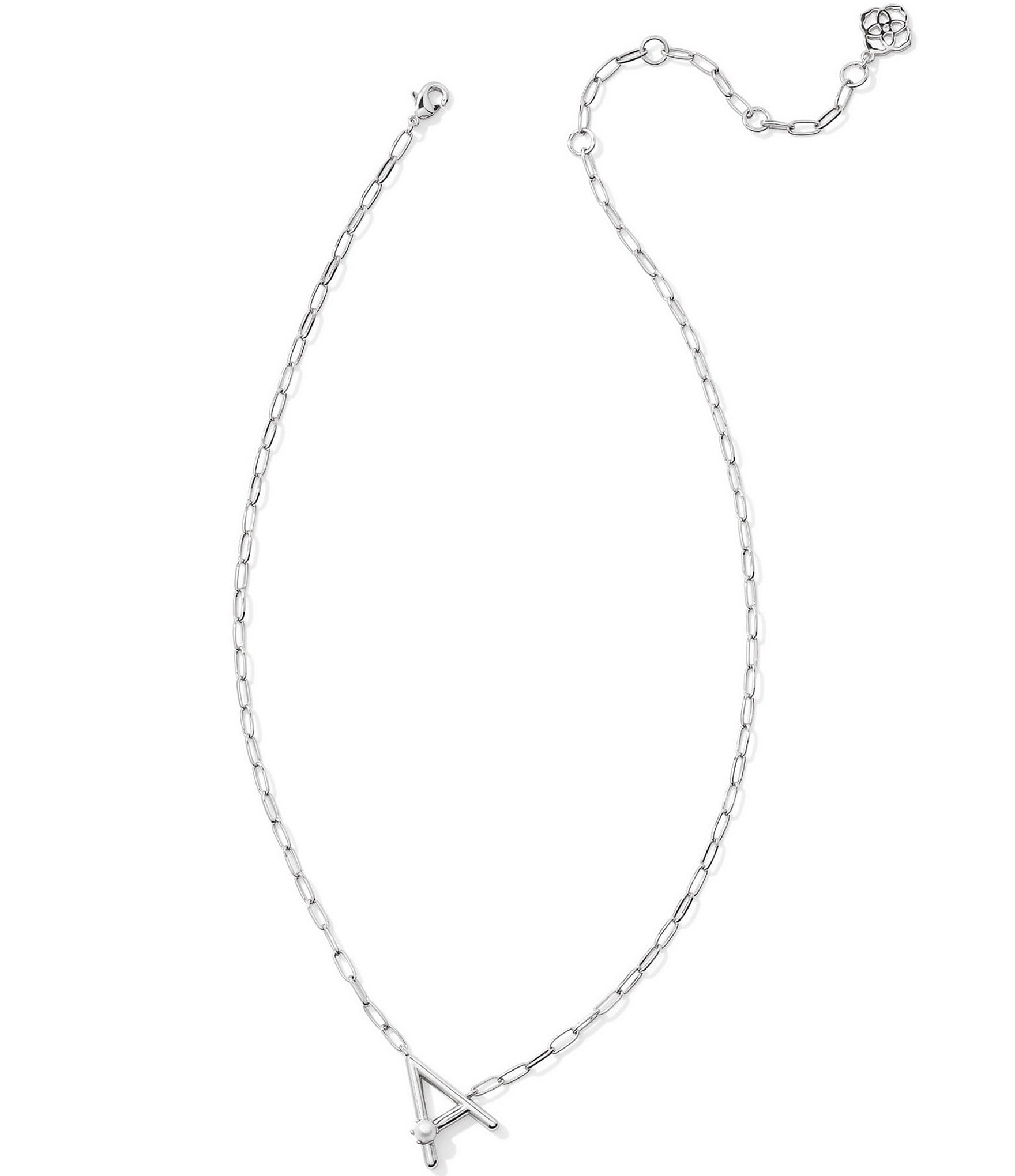 Kendra Scott Pearl Initial Silver Short Pendant Necklace