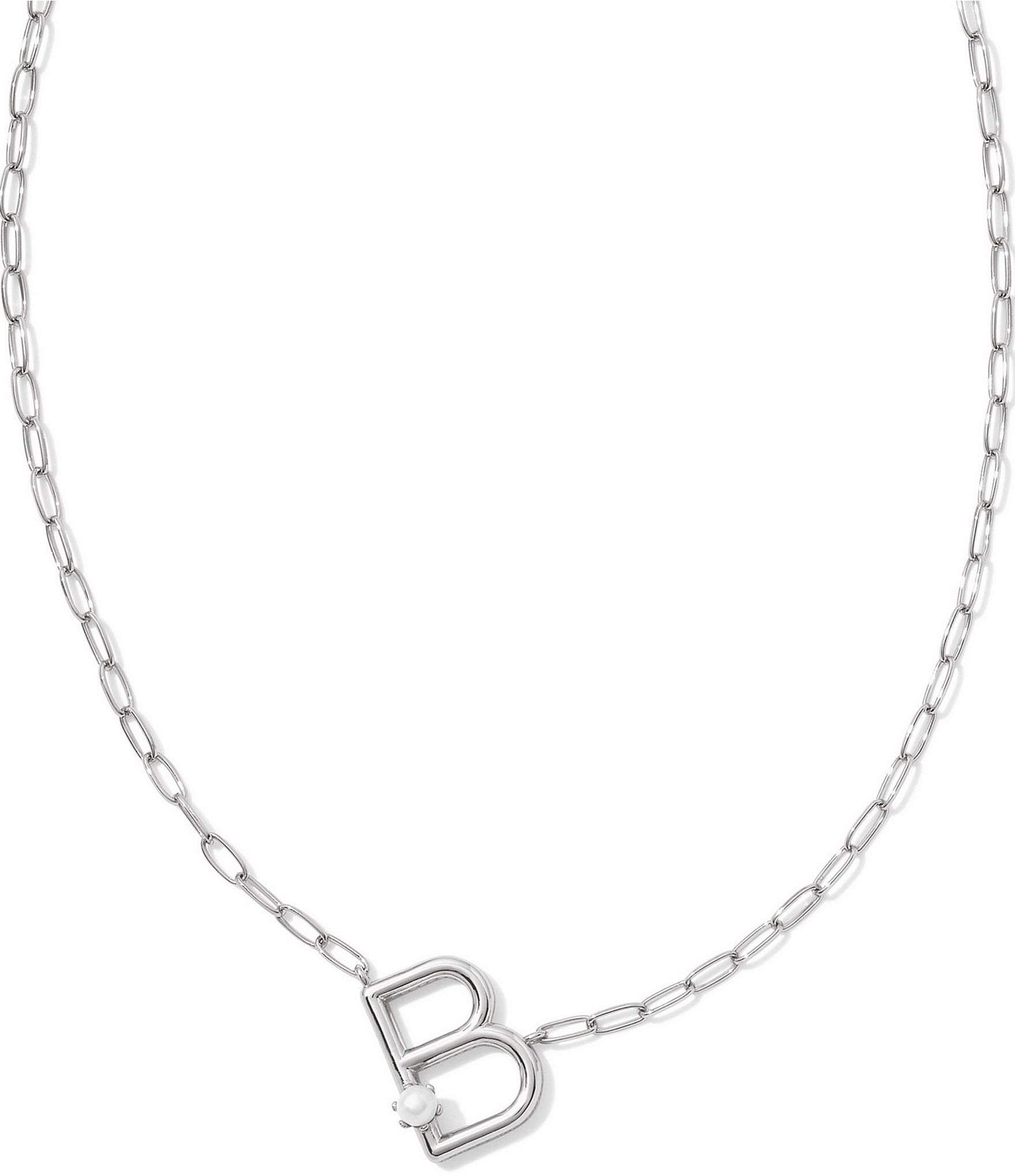 Kendra Scott Pearl Initial Silver Short Pendant Necklace