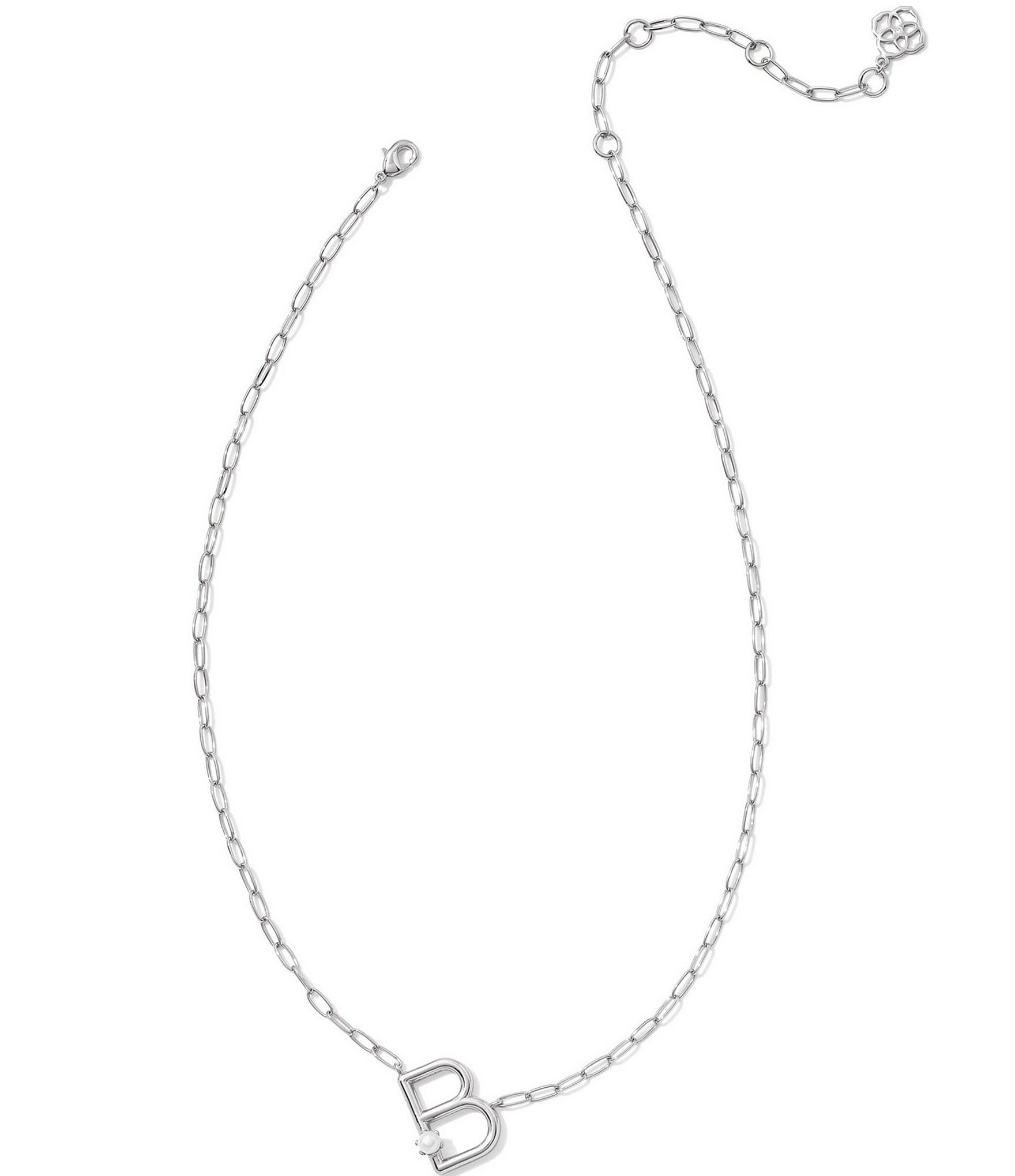 Kendra Scott Pearl Initial Silver Short Pendant Necklace