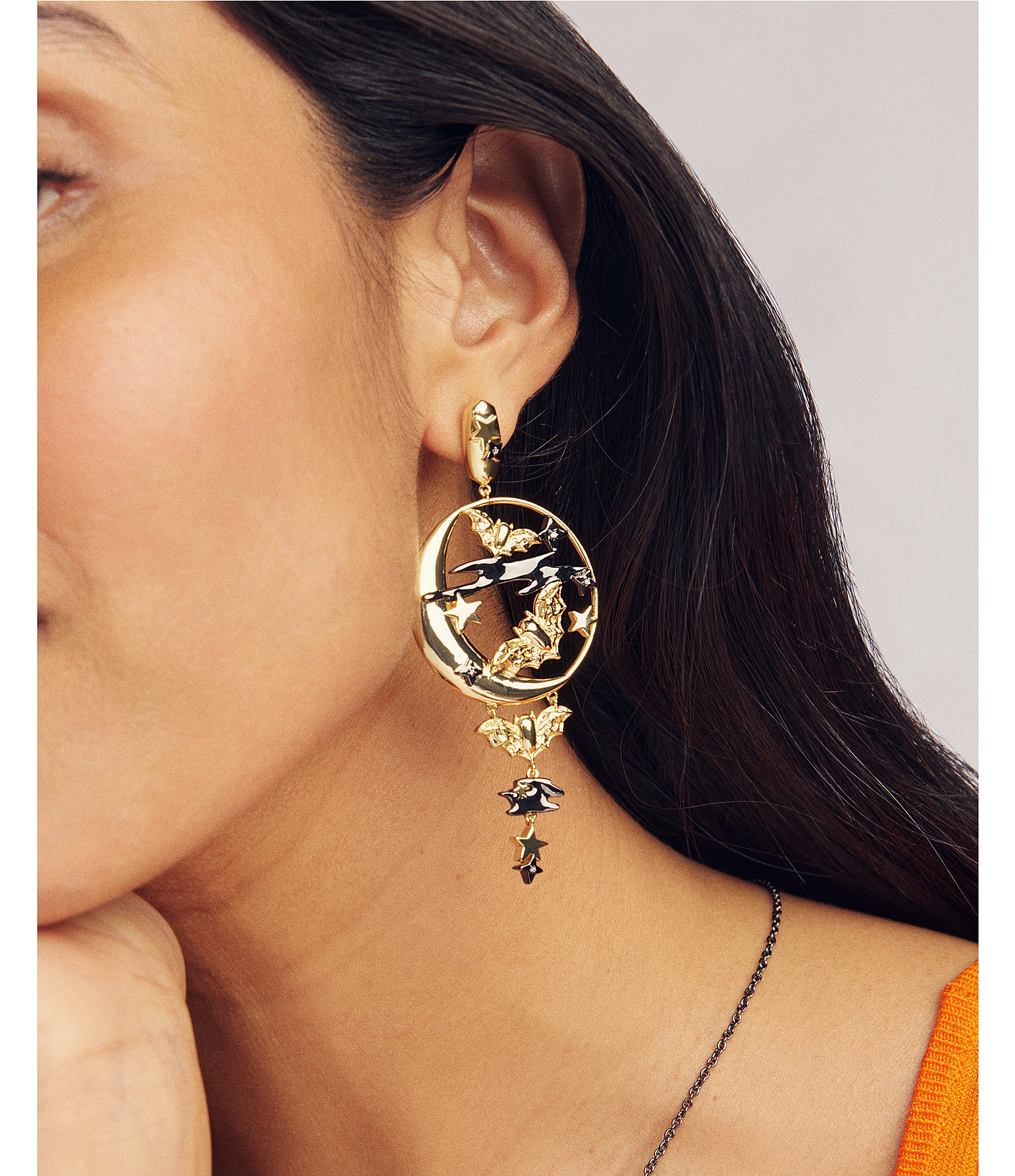 Kendra Scott Spooky Night Bat Halloween Statement Drop Earrings