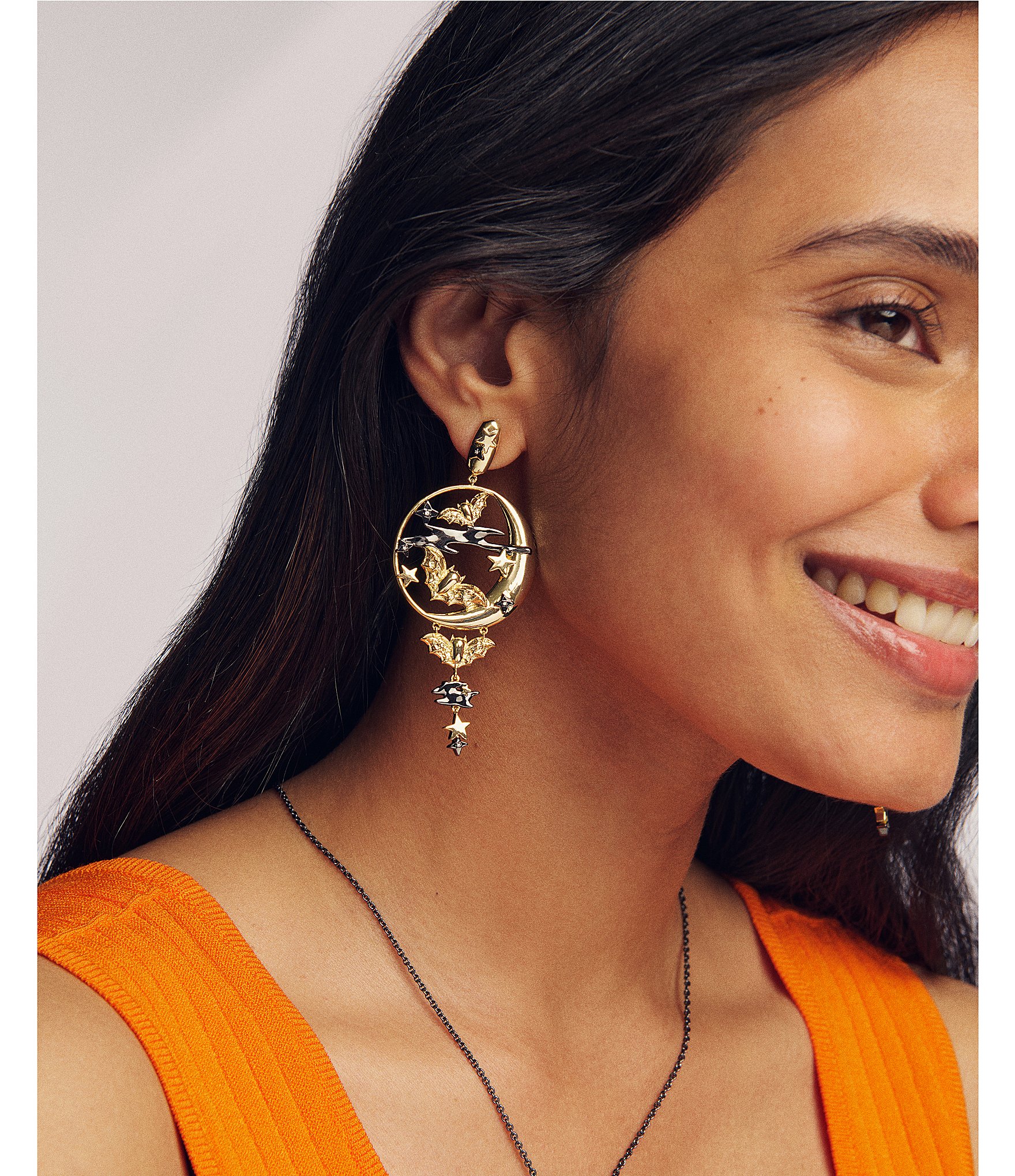 Kendra Scott Spooky Night Bat Halloween Statement Drop Earrings