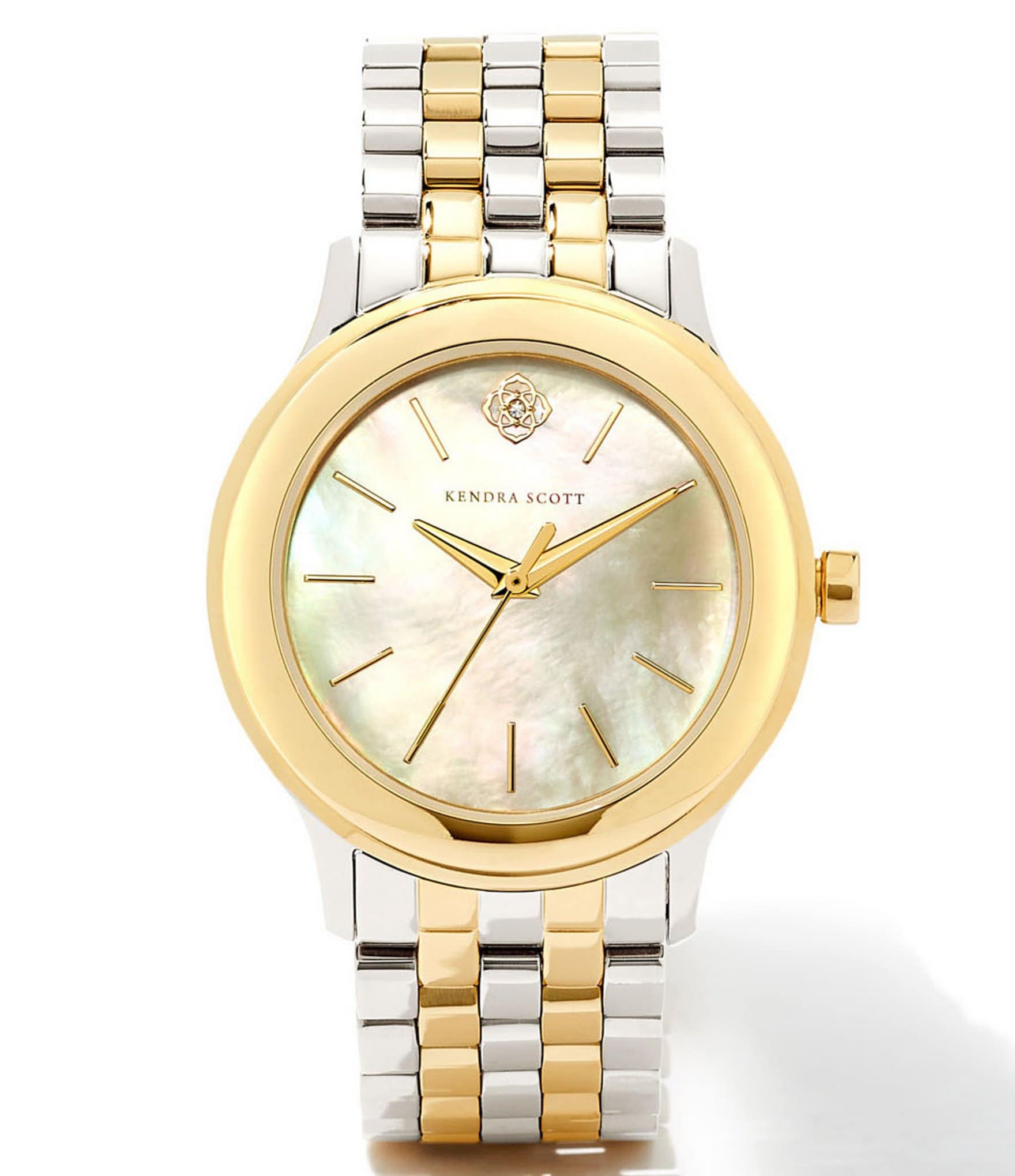 Kendra Scott Women's Alex Three Hand Two Tone Stainless Steel Mother of Pearl Bracelet Watch