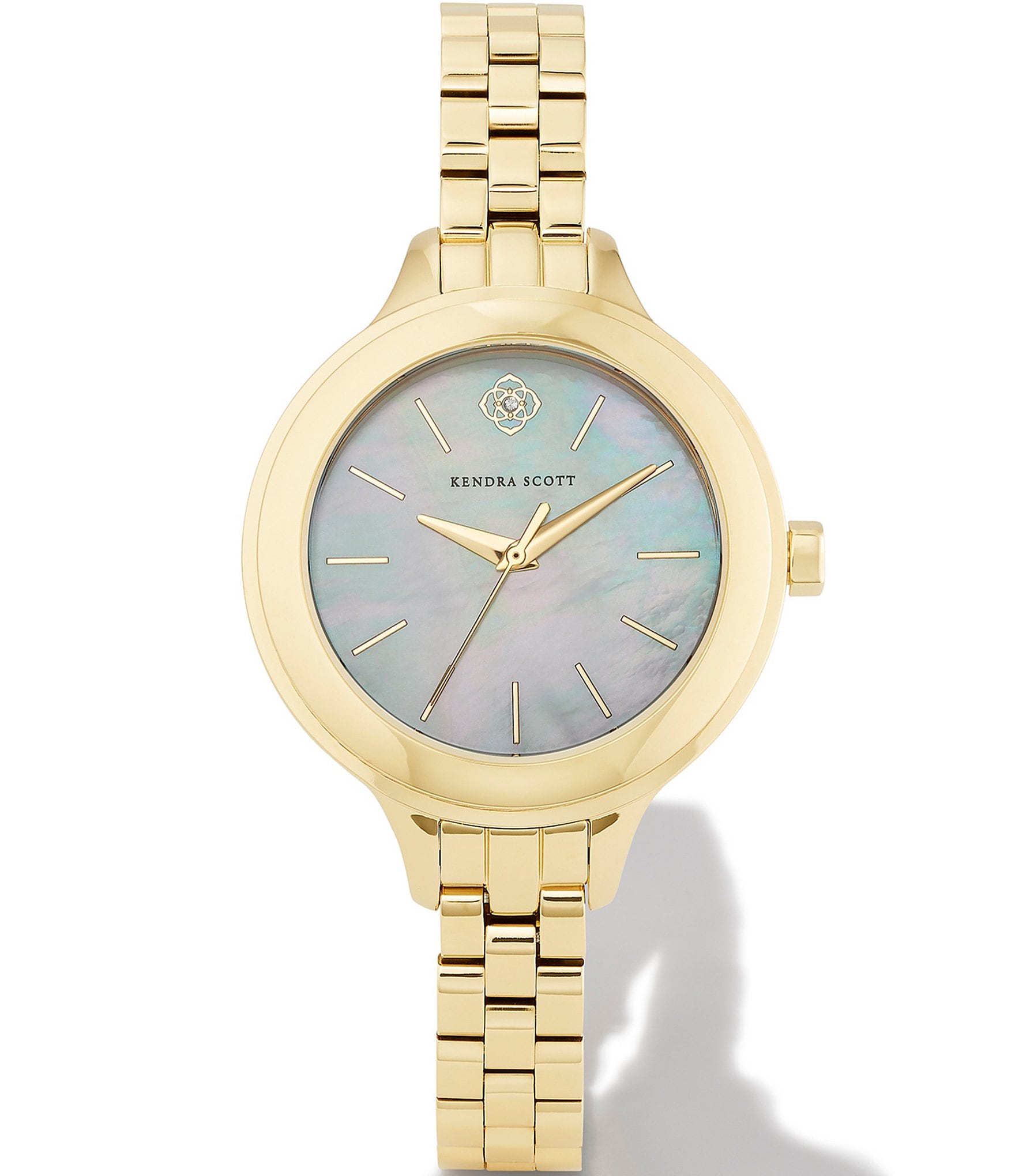 Kendra Scott Women's Alex Three Hand Gold Tone Stainless Steel Narrow Bracelet Watch