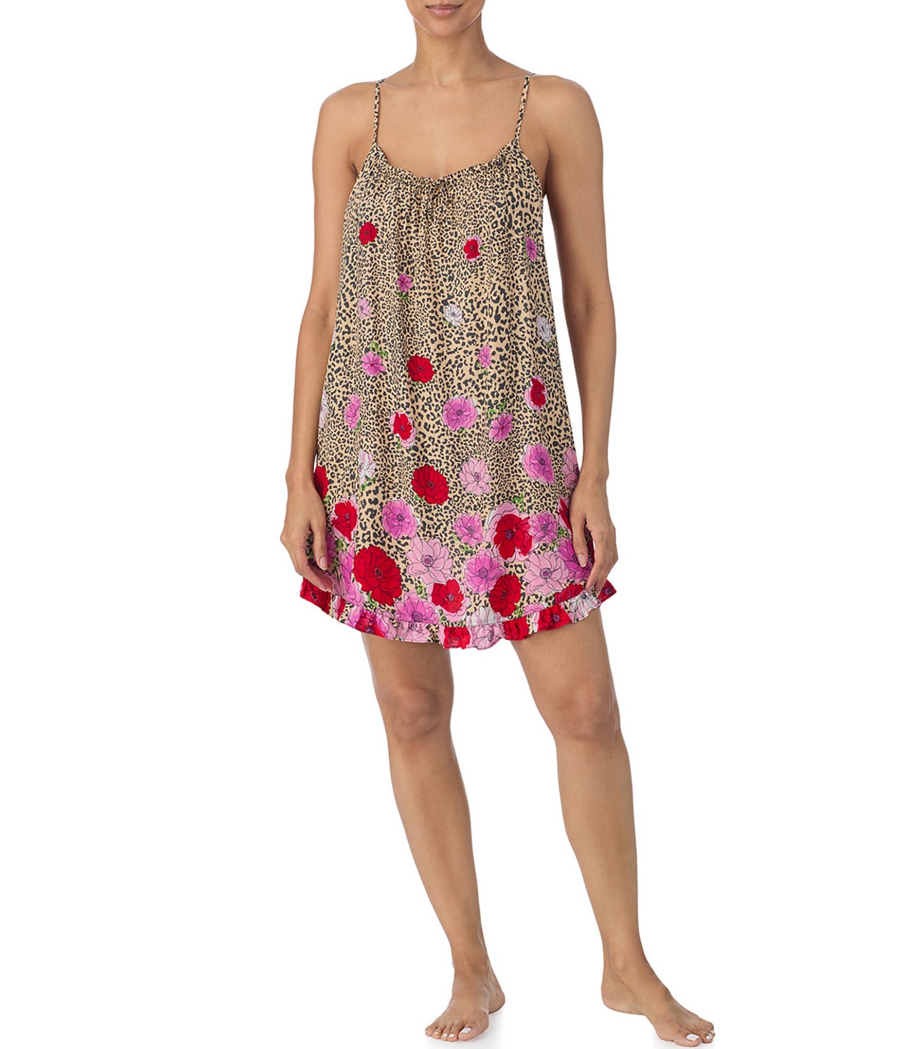 Kensie Floral Animal Sleeveless Scoop Neck Woven Chemise