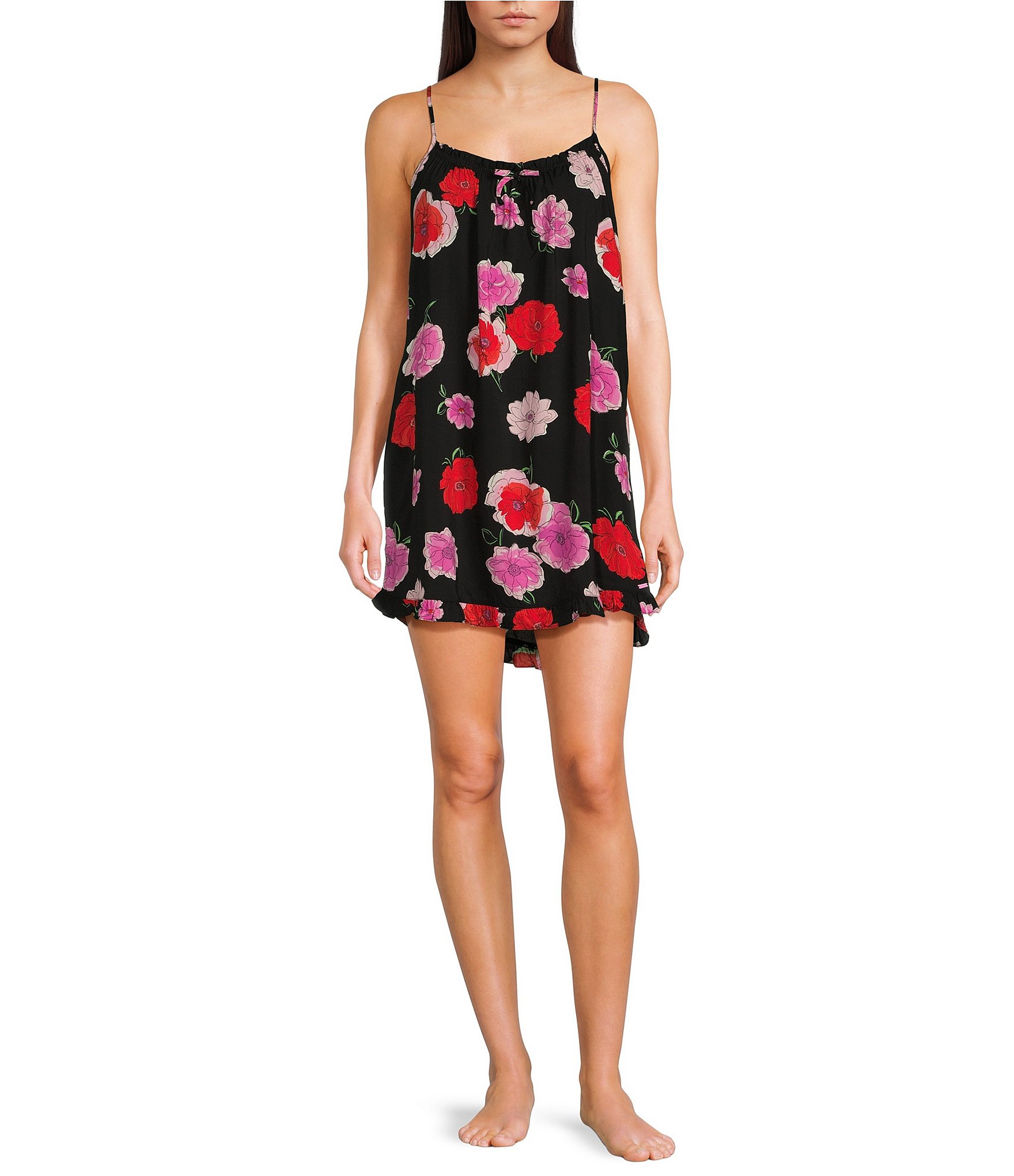 Kensie Floral Sleeveless Scoop Neck Woven Chemise