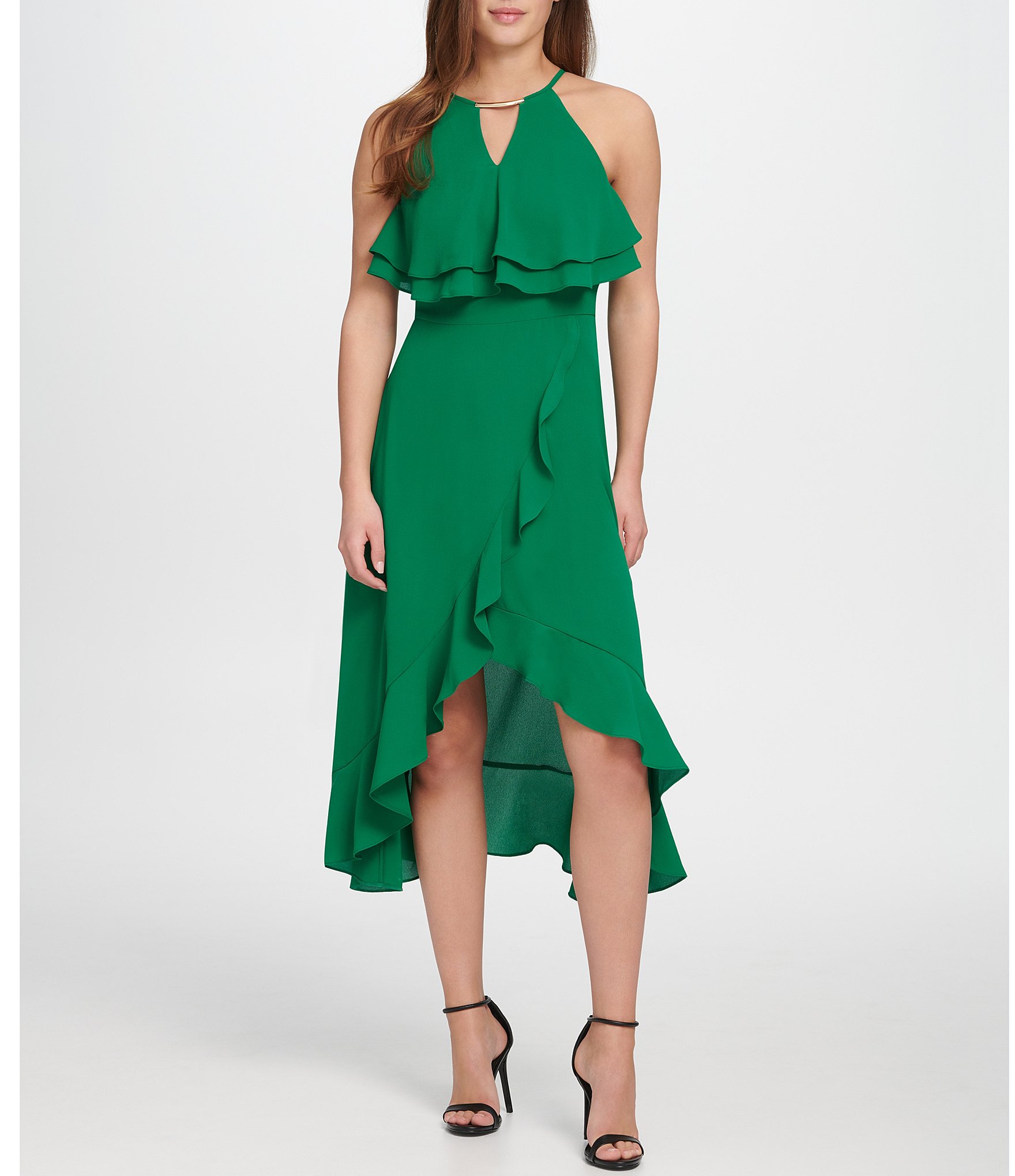 kensie ruffled popover dress
