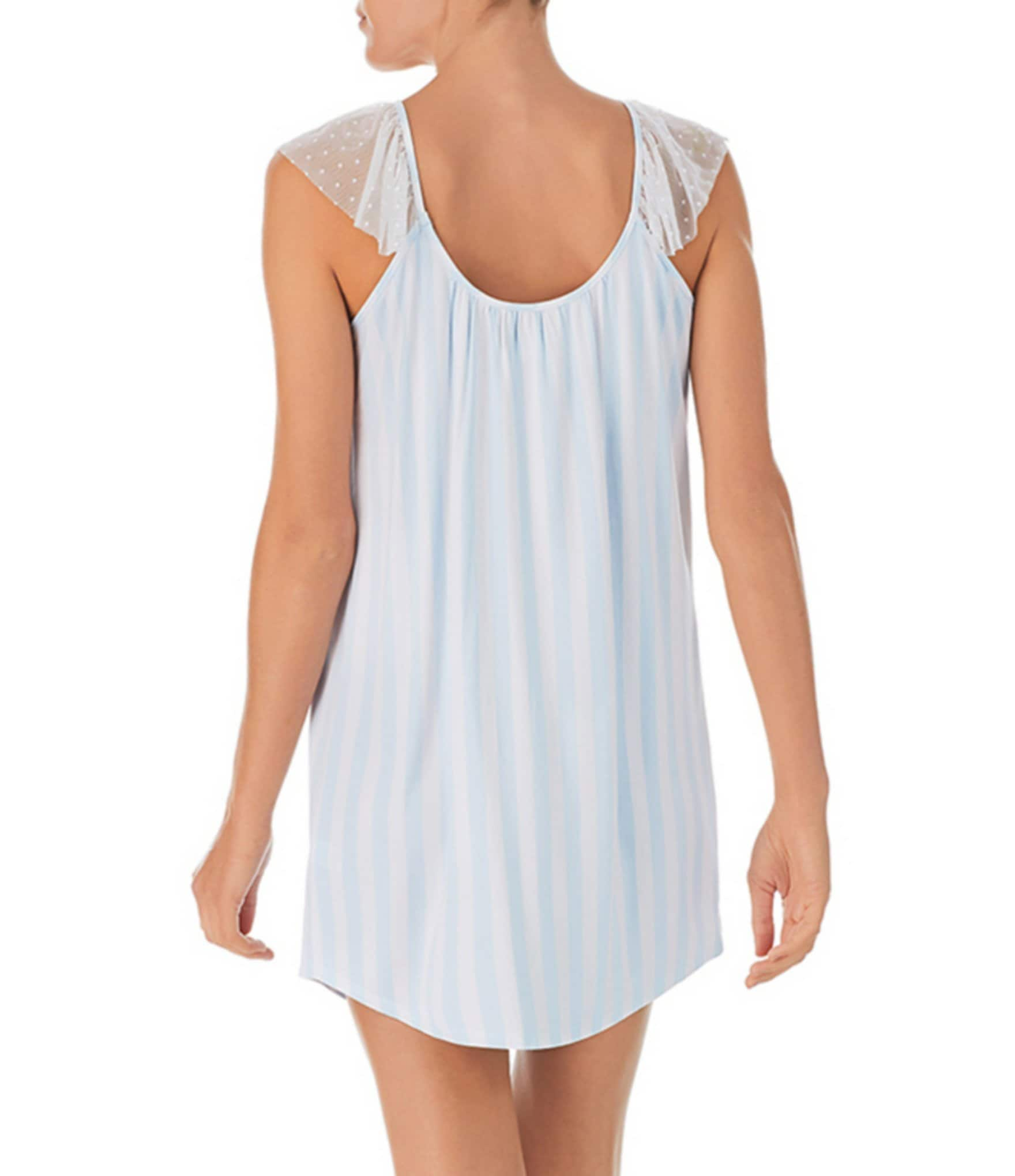 Kensie Lightweight Jersey Striped Print Scoop Neck Chemise