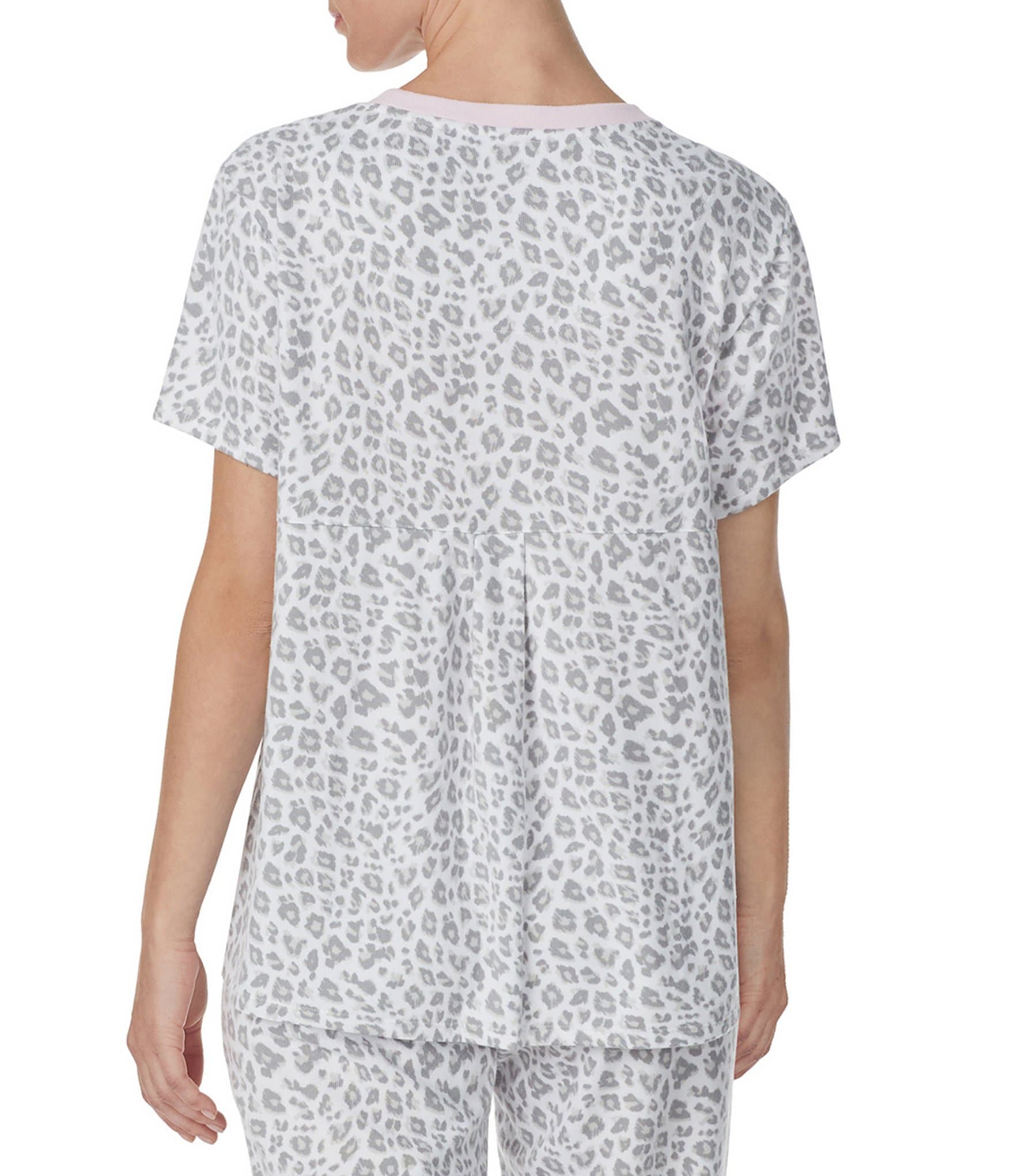 Kensie Marsh Animal Print Short Sleeve Knit Coordinating Sleep Top