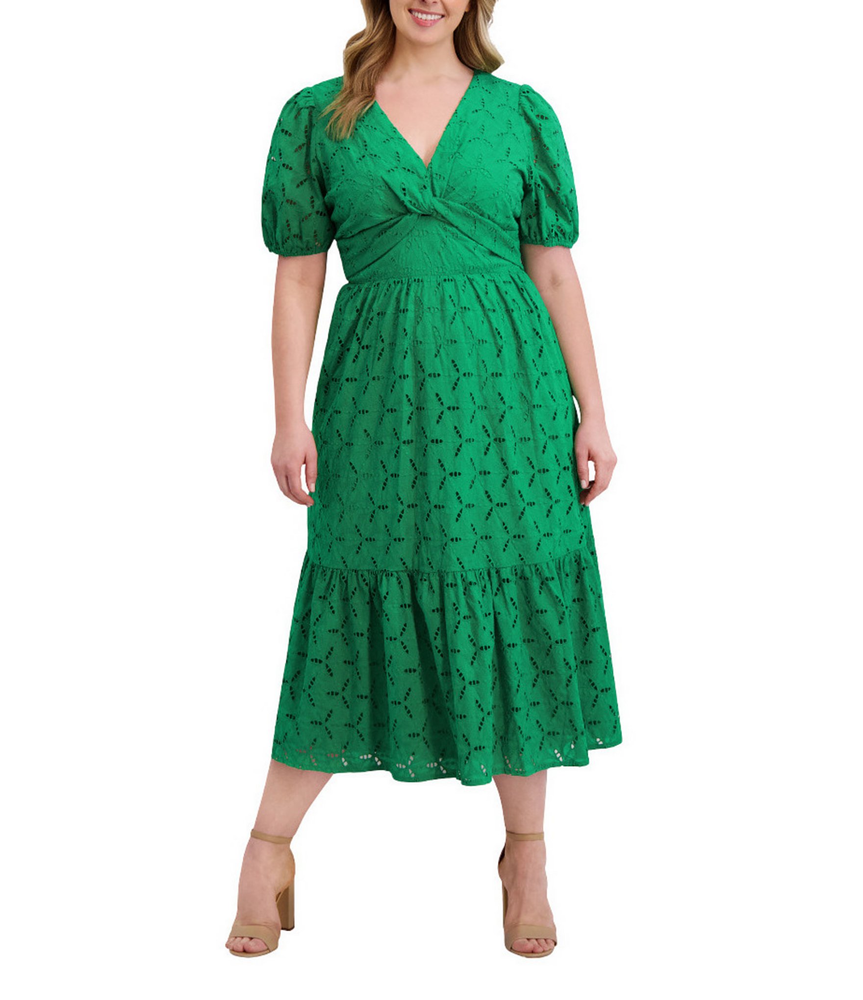 Kensie Plus Size Cotton Eyelet Dress