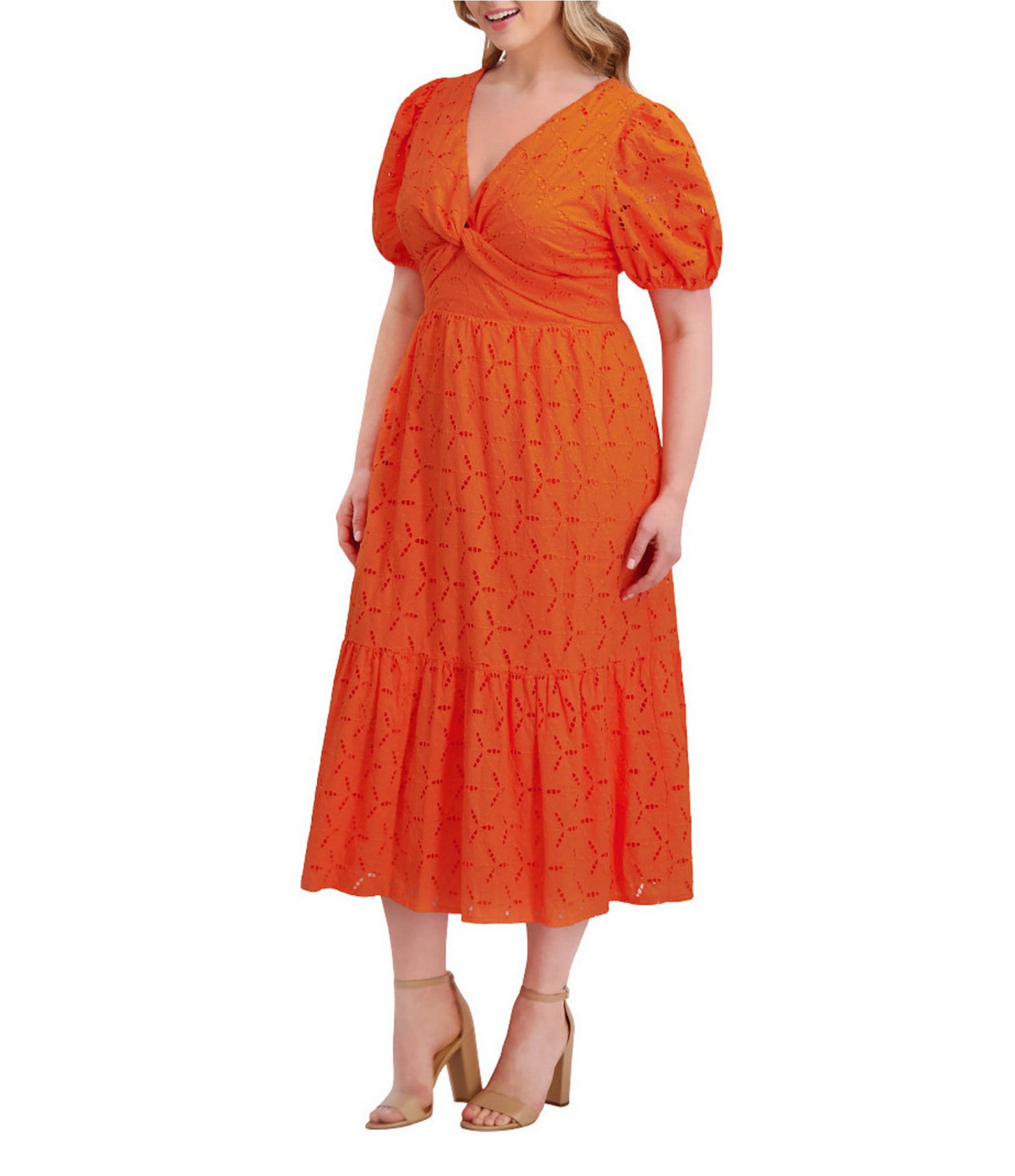 Kensie Plus Size Cotton Eyelet Dress