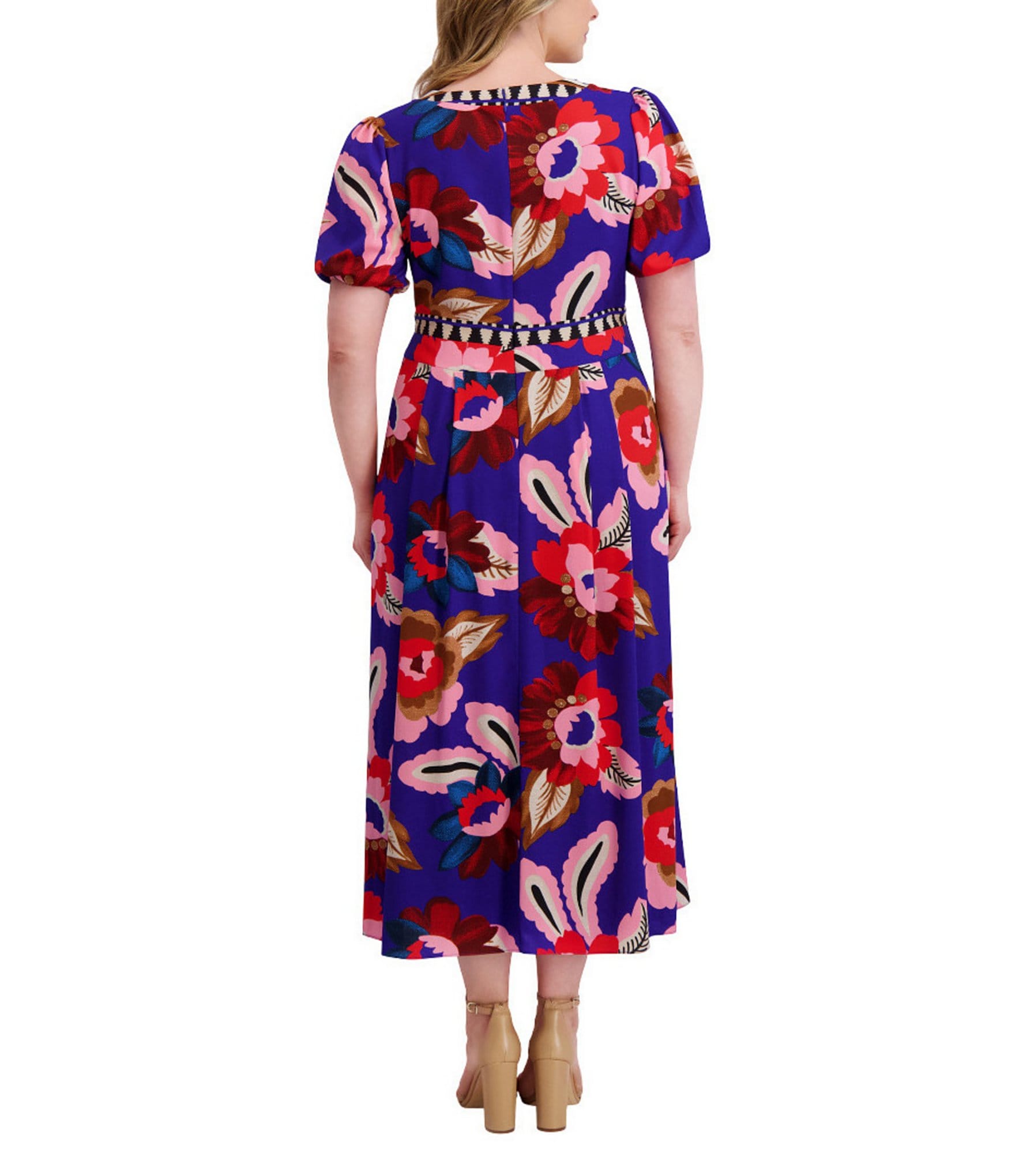 Kensie Plus Size Floral Print Textured Woven Dress