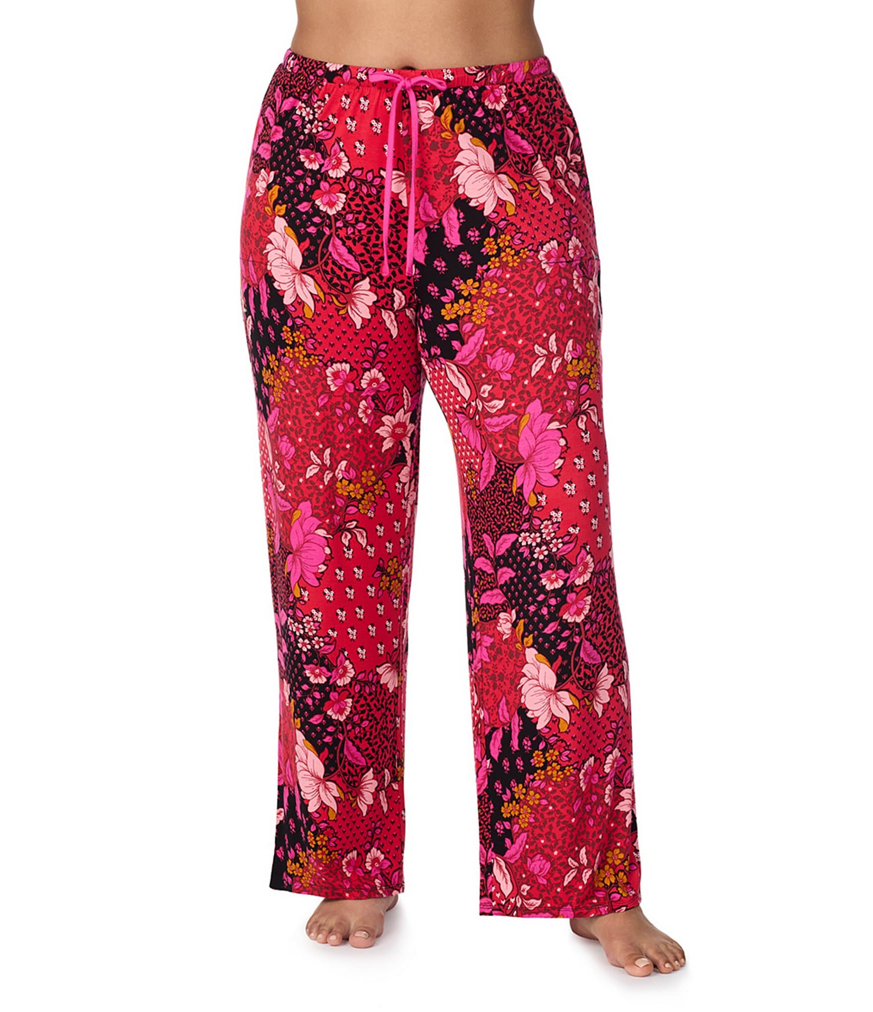 Kensie Plus Size Jersey Knit Patchwork Coordinating Sleep Pant