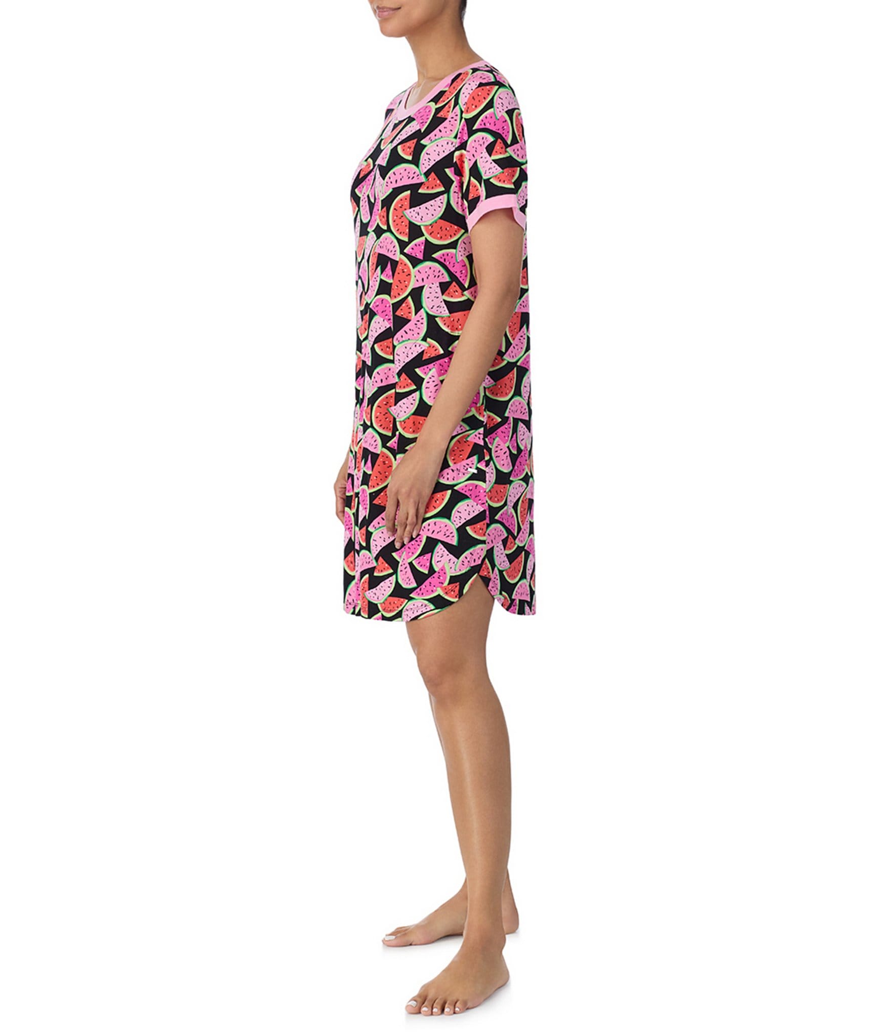 Kensie Watermelon Print Short Sleeve Cozy Knit Nightgown