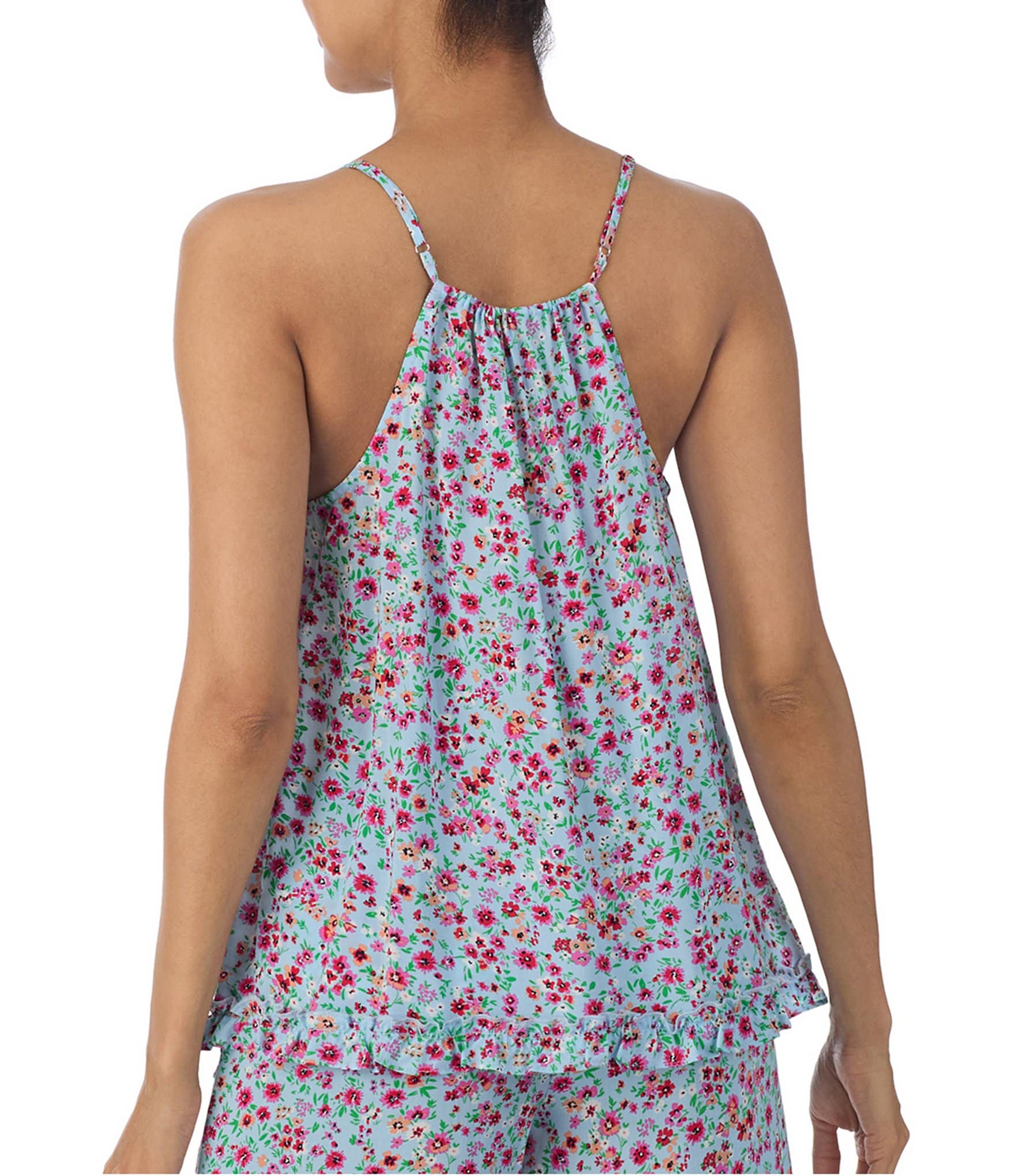 Kensie Woven Ditsy Floral Sleeveless V-Neck Sleep Top