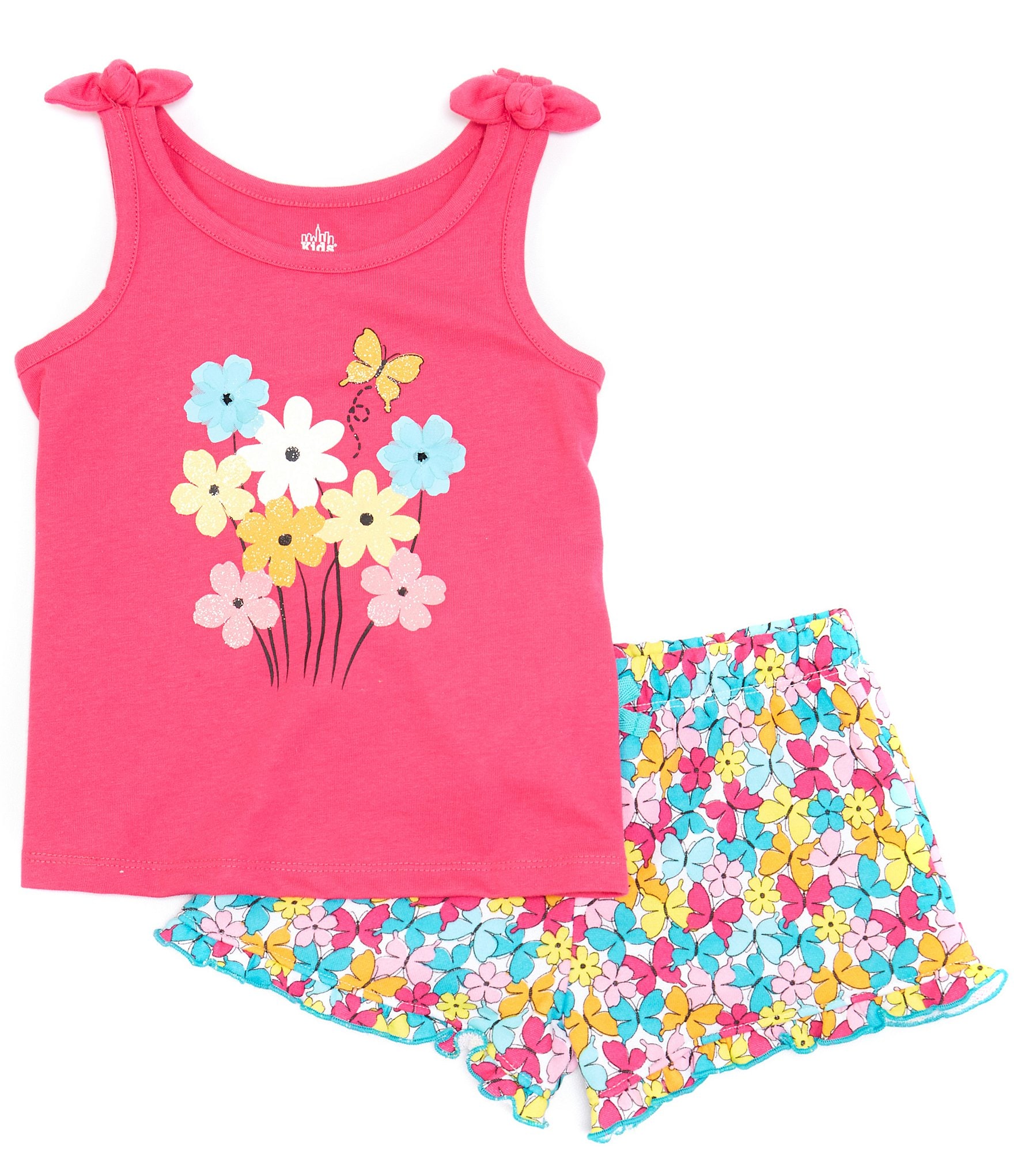 Kids Headquarters Little Girls 4-6X Sleeveless Floral Motif Jersey Tank ...