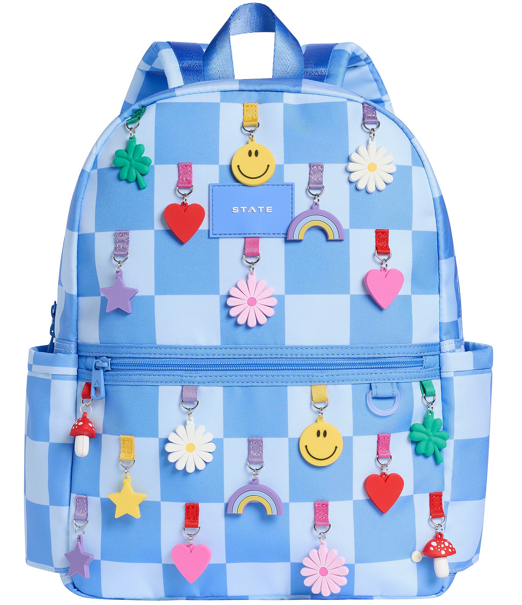 Kids Kane Blue Check Charm Backpack