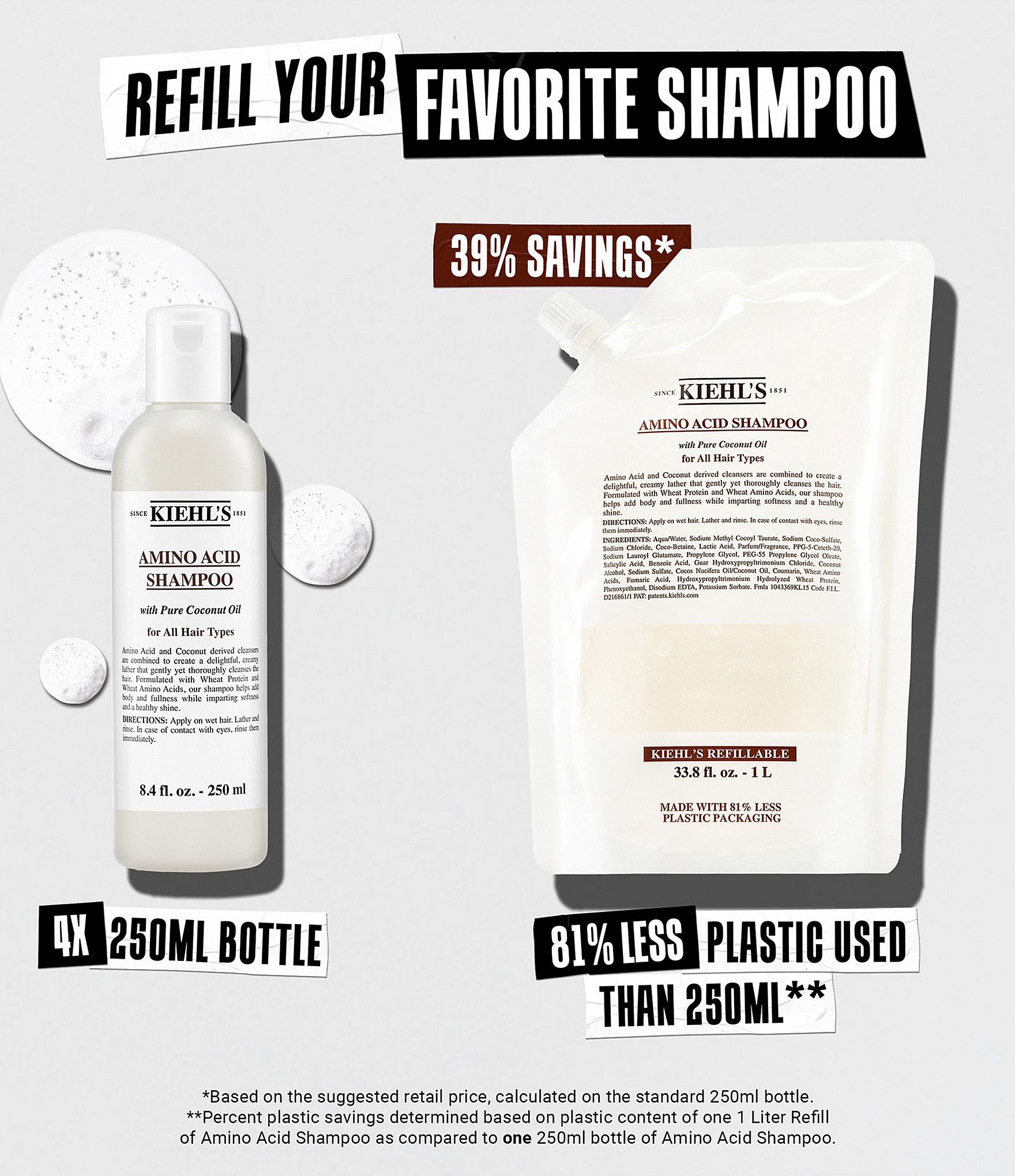 Kiehl's Since 1851 Amino Acid Shampoo Refill Pouch