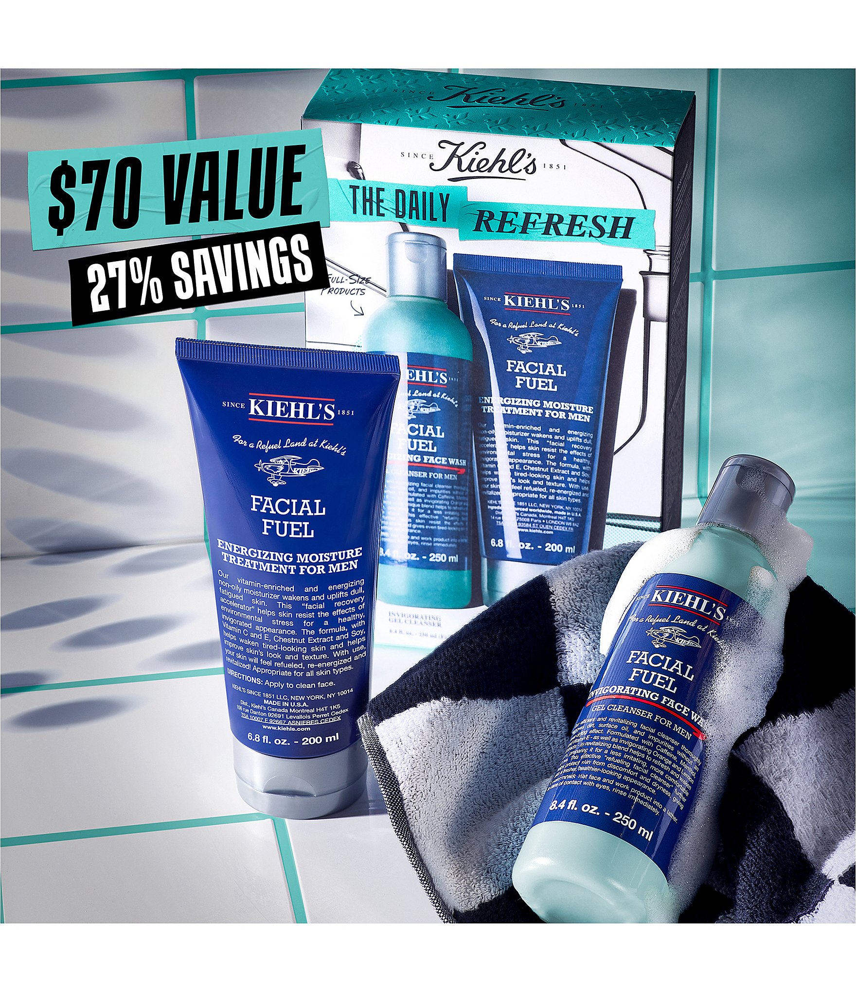 Kiehl's Since 1851 The Daily Refresh Men's Facial Fuel Set