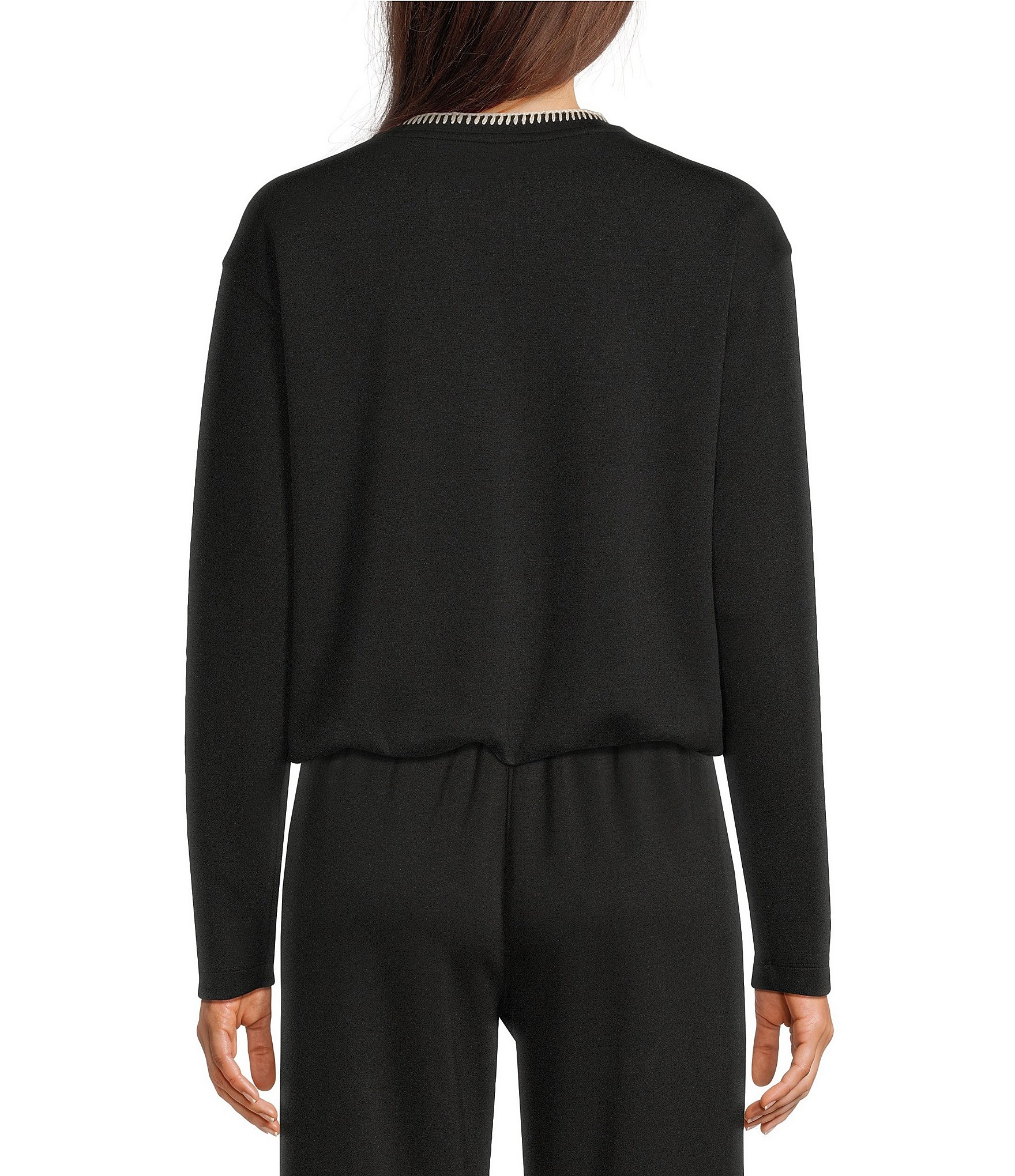 Kinesis Cloud Scuba Whipstitched Long Sleeve Pleated Hem Sweatshirt