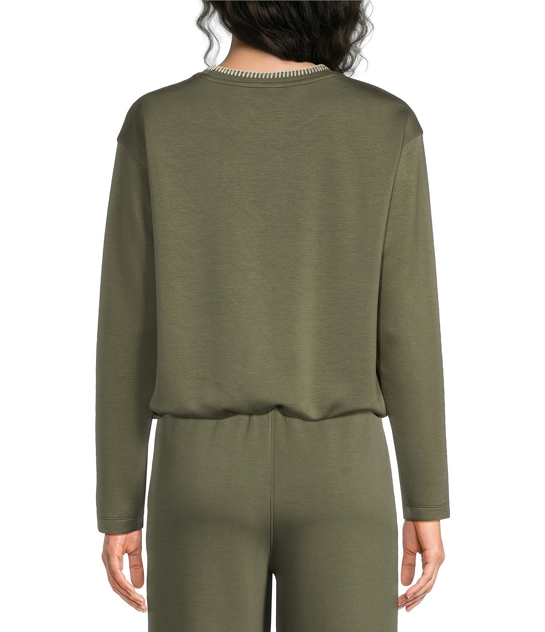 Kinesis Cloud Scuba Whipstitched Long Sleeve Pleated Hem Sweatshirt