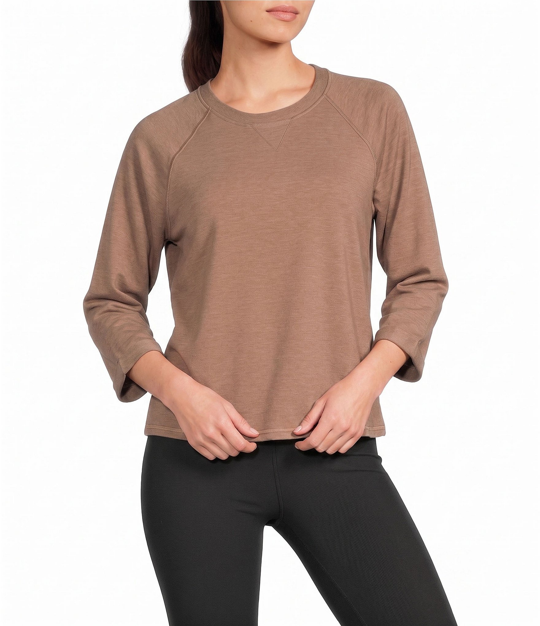 Kinesis Crew Neck 3/4 Rolled Sleeve Raglan Top