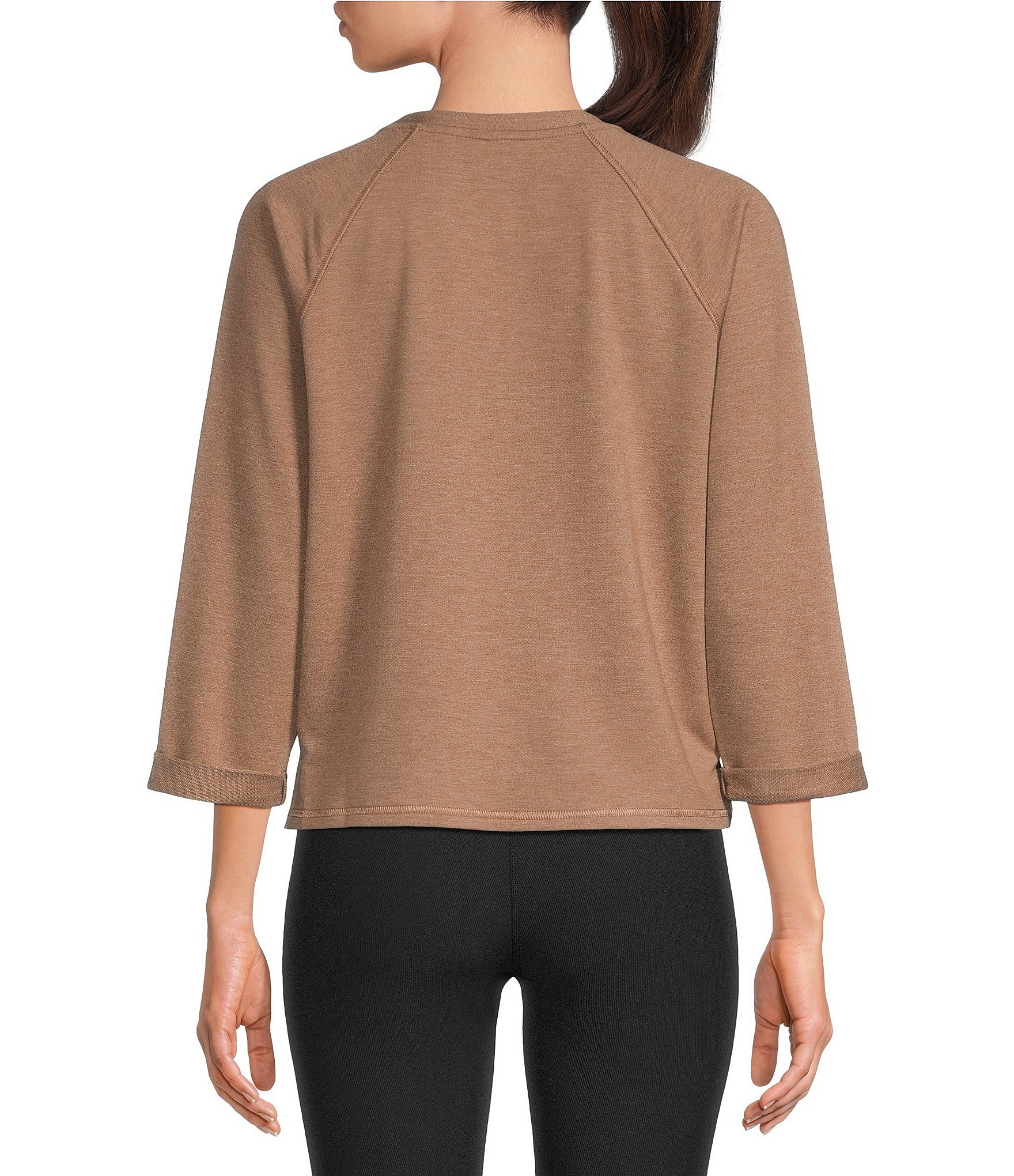 Kinesis Crew Neck 3/4 Rolled Sleeve Raglan Top