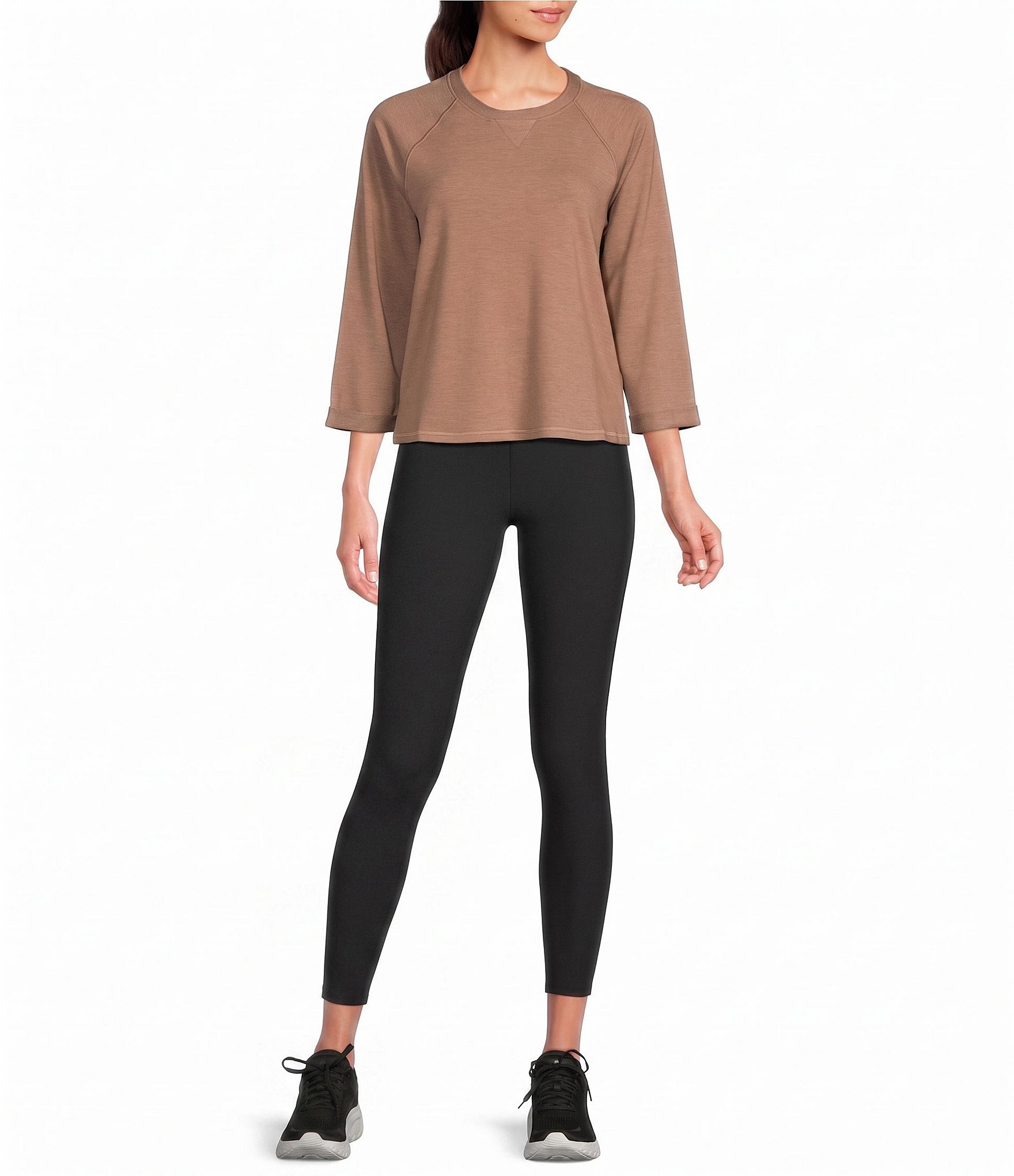 Kinesis Crew Neck 3/4 Rolled Sleeve Raglan Top