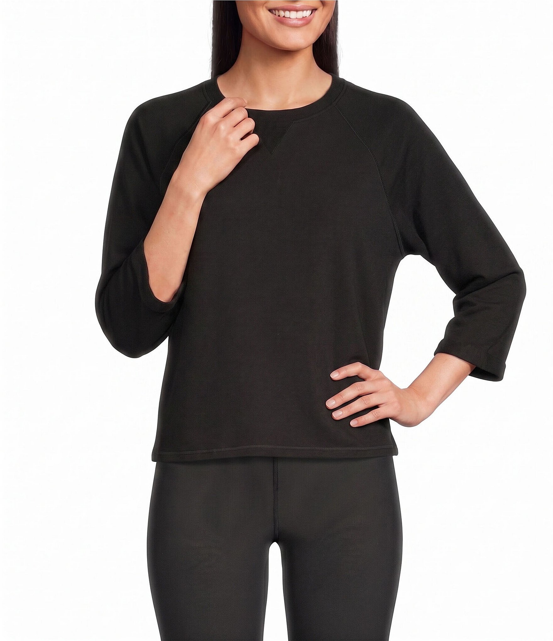 Kinesis Crew Neck 3/4 Rolled Sleeve Raglan Top