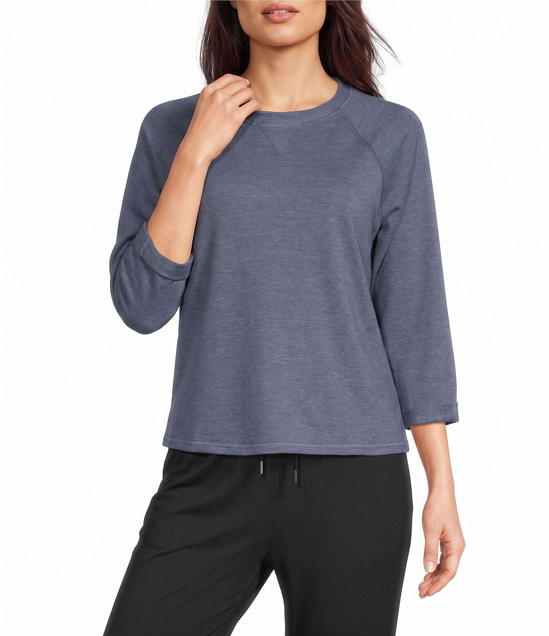 Kinesis Crew Neck 3/4 Rolled Sleeve Raglan Top