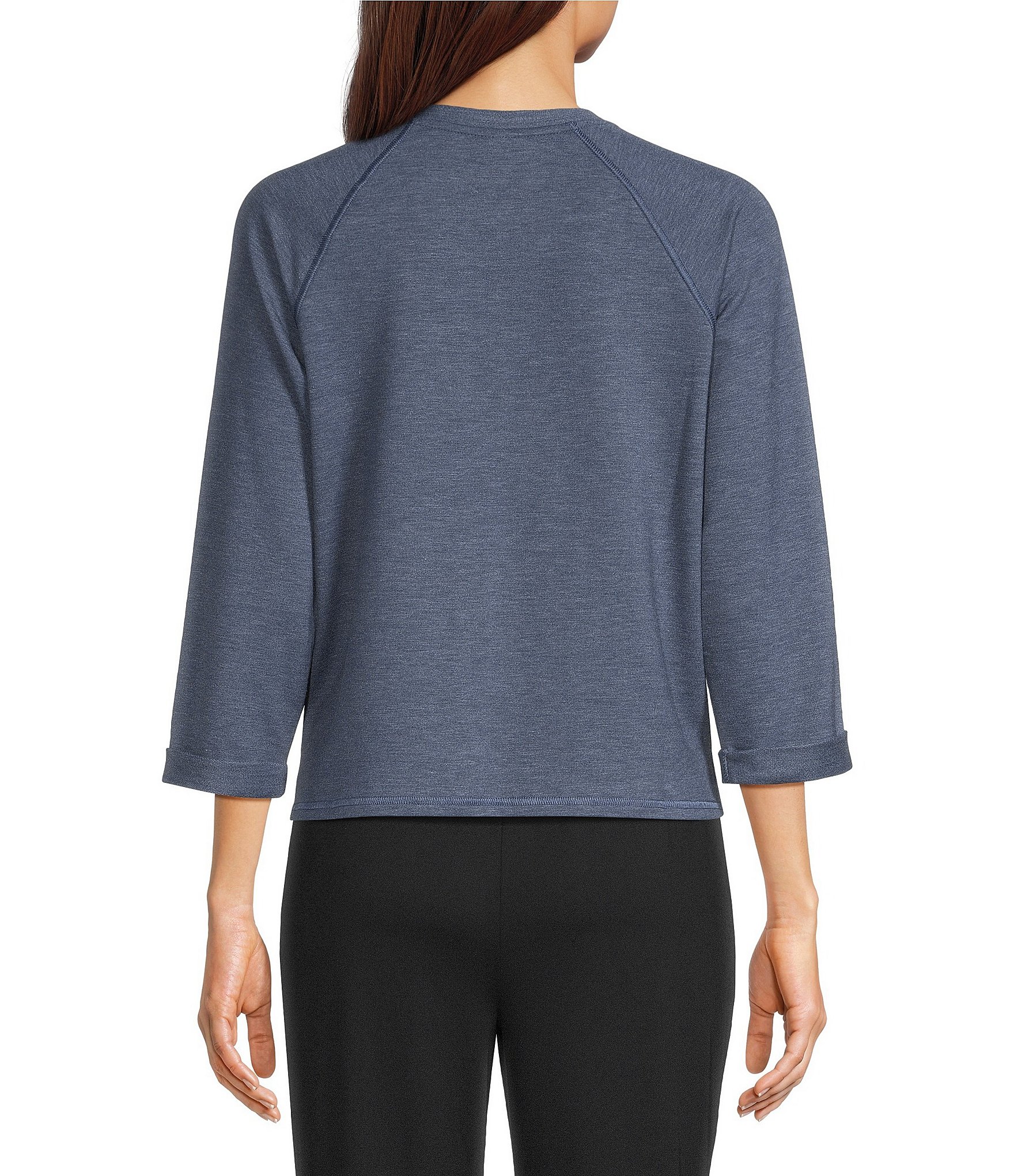 Kinesis Crew Neck 3/4 Rolled Sleeve Raglan Top