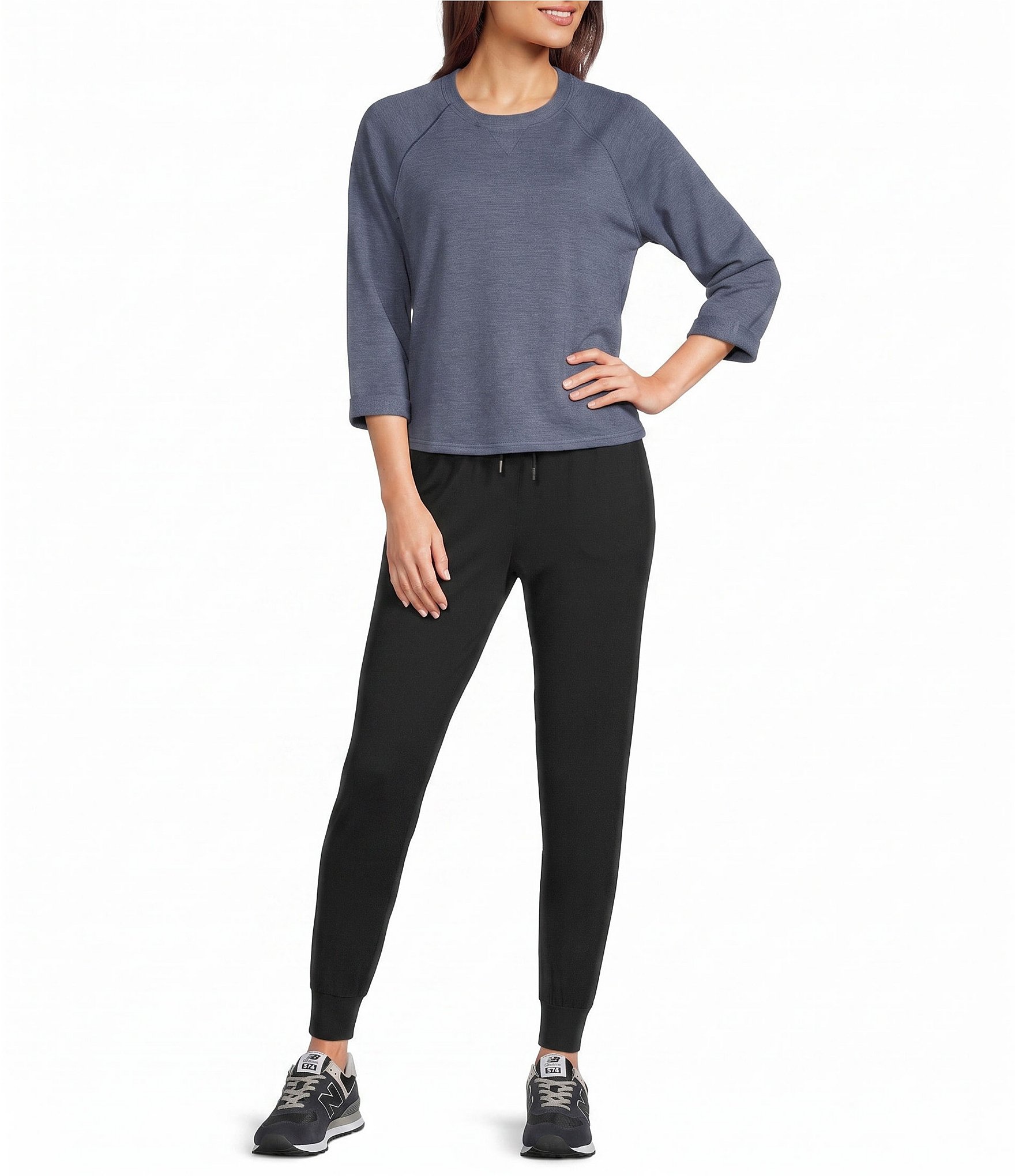 Kinesis Crew Neck 3/4 Rolled Sleeve Raglan Top