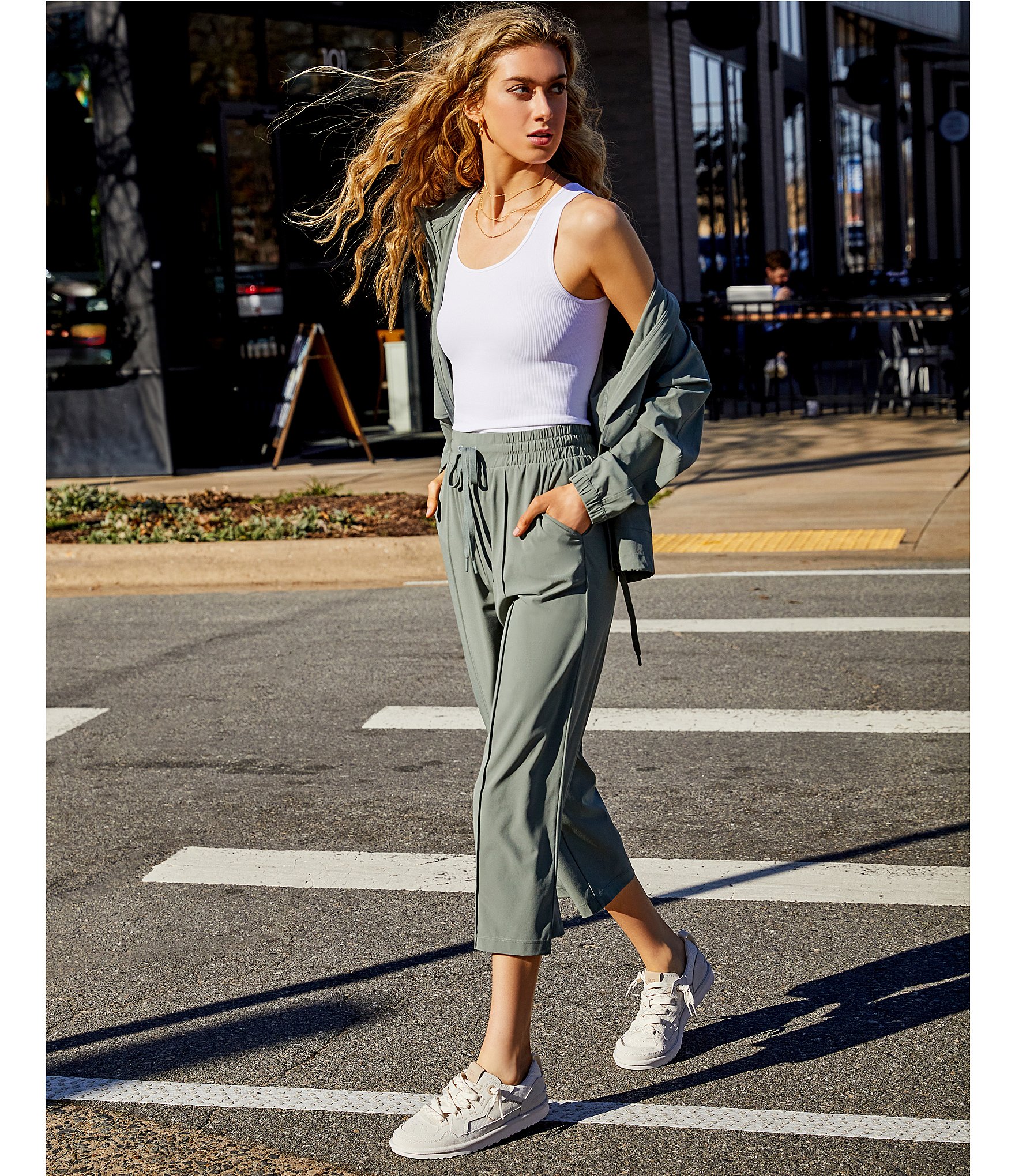 Kinesis Front Seam Cropped Coordinating Wide Leg Pants