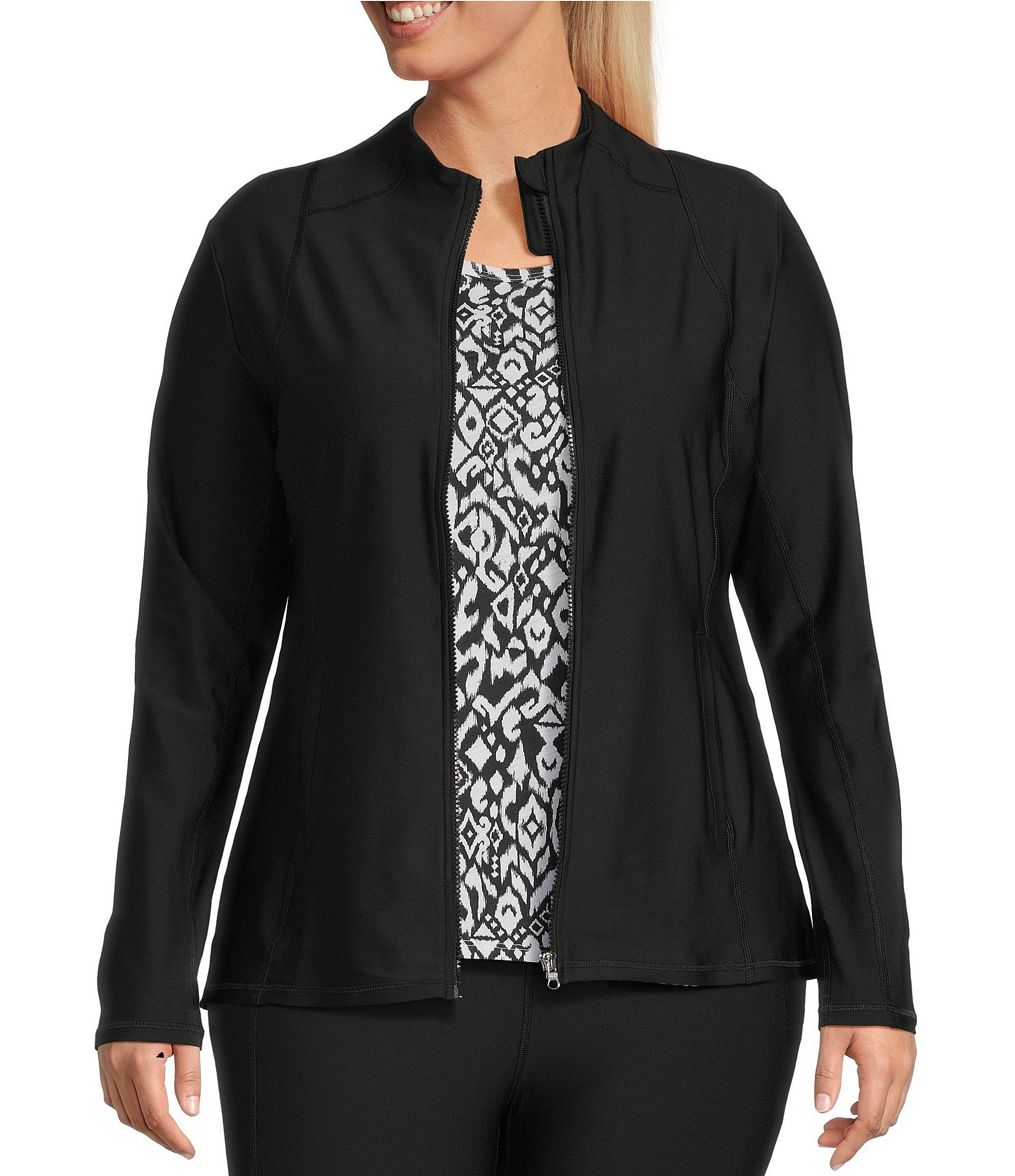 Kinesis Plus Size Performance Zip Front Long Sleeve Jacket Dillard s