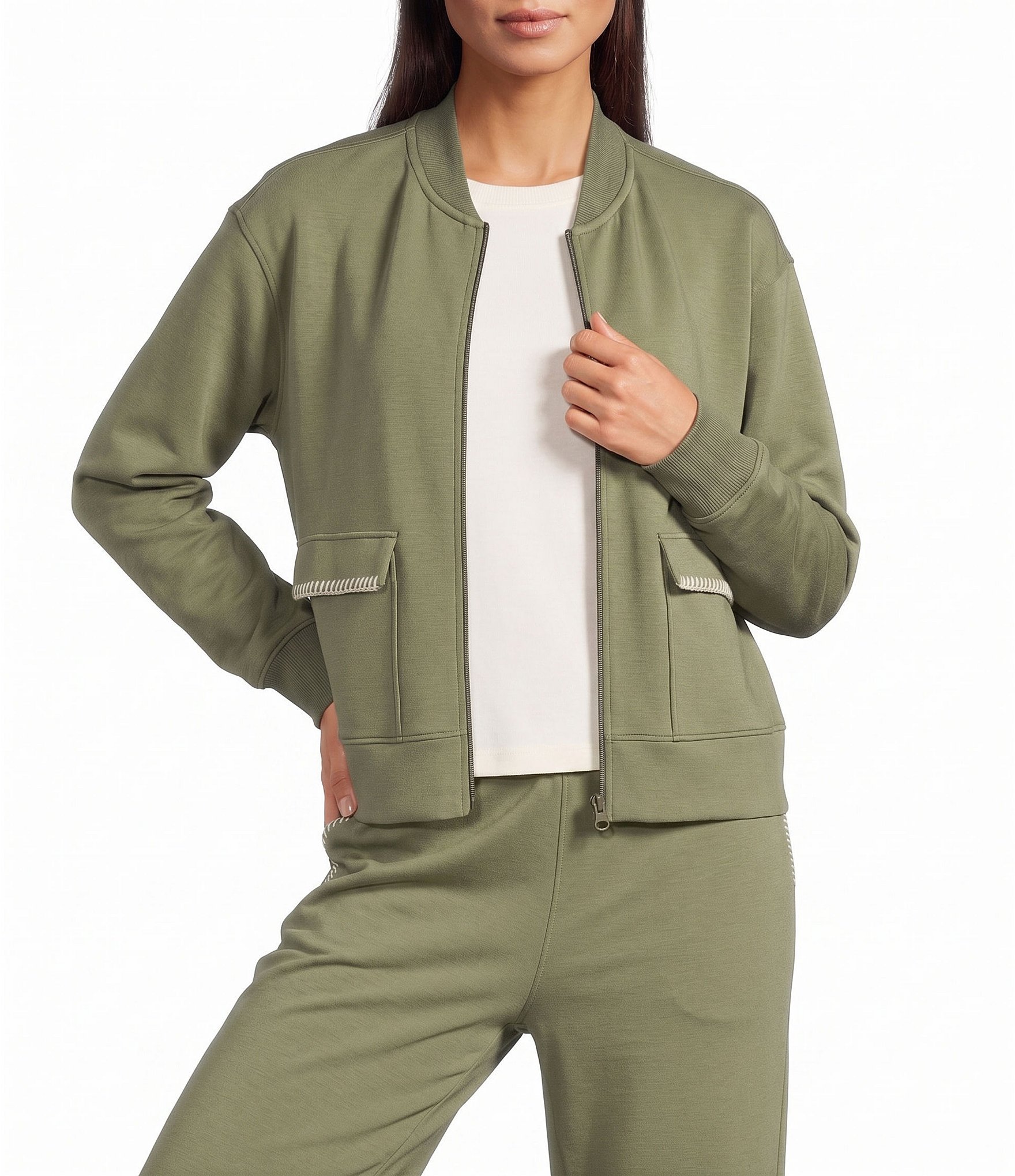 Kinesis Scuba Whipstitch Embroidered Collared Long Sleeve Baseball Bomber Coordinating Jacket