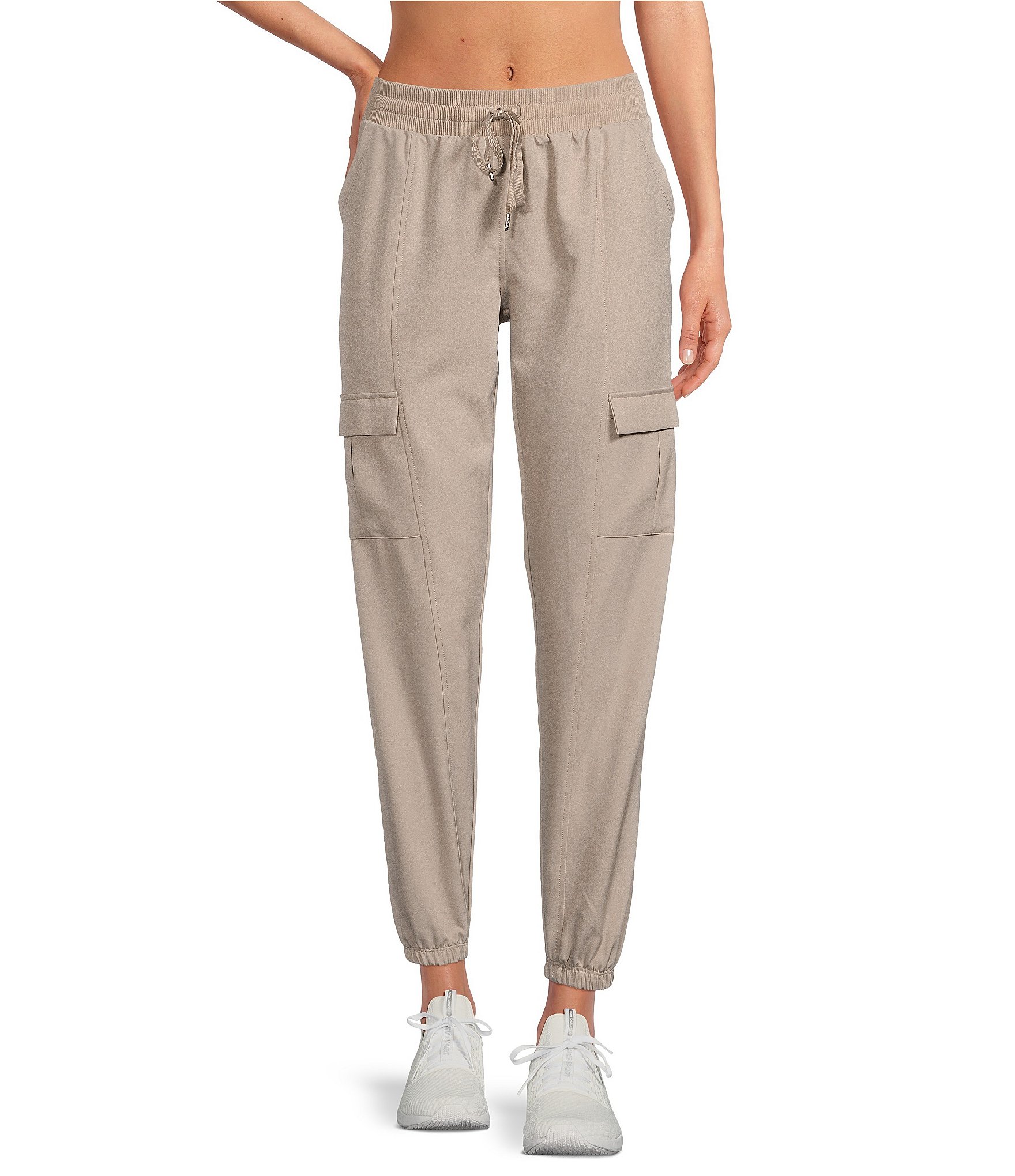 Kinesis Woven Elastic Cinched Cuff Ribbed Waistband Flap Pocket Ankle  Joggers | Dillard's