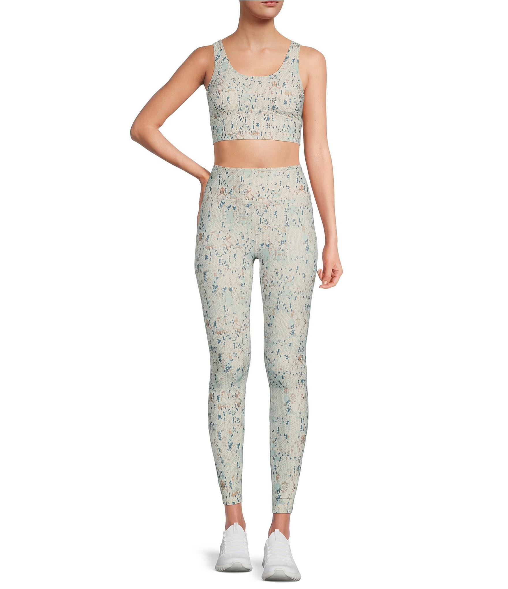 Kinesis x Katherine Mason Textured Snake Print Scoop Neck Pullover Coordinating Sports Bra