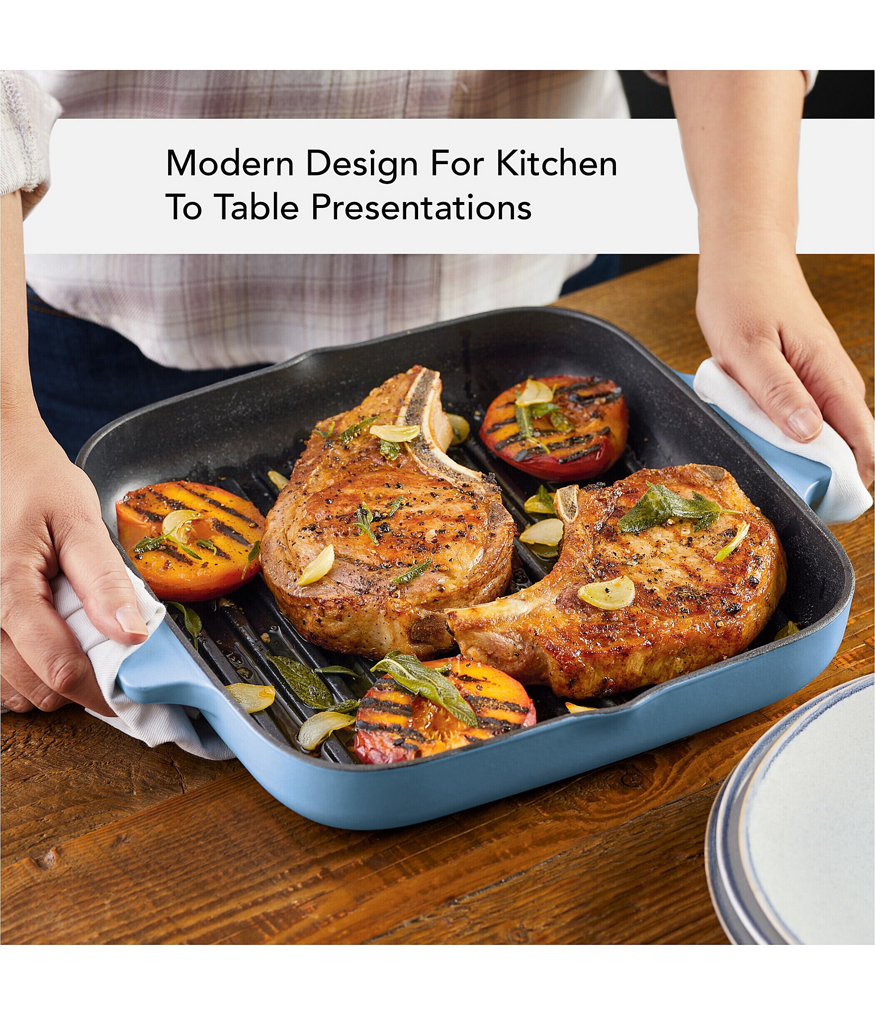 Kitchenaid Enameled Cast Iron Square Grill and Roasting Pan, 11-Inch