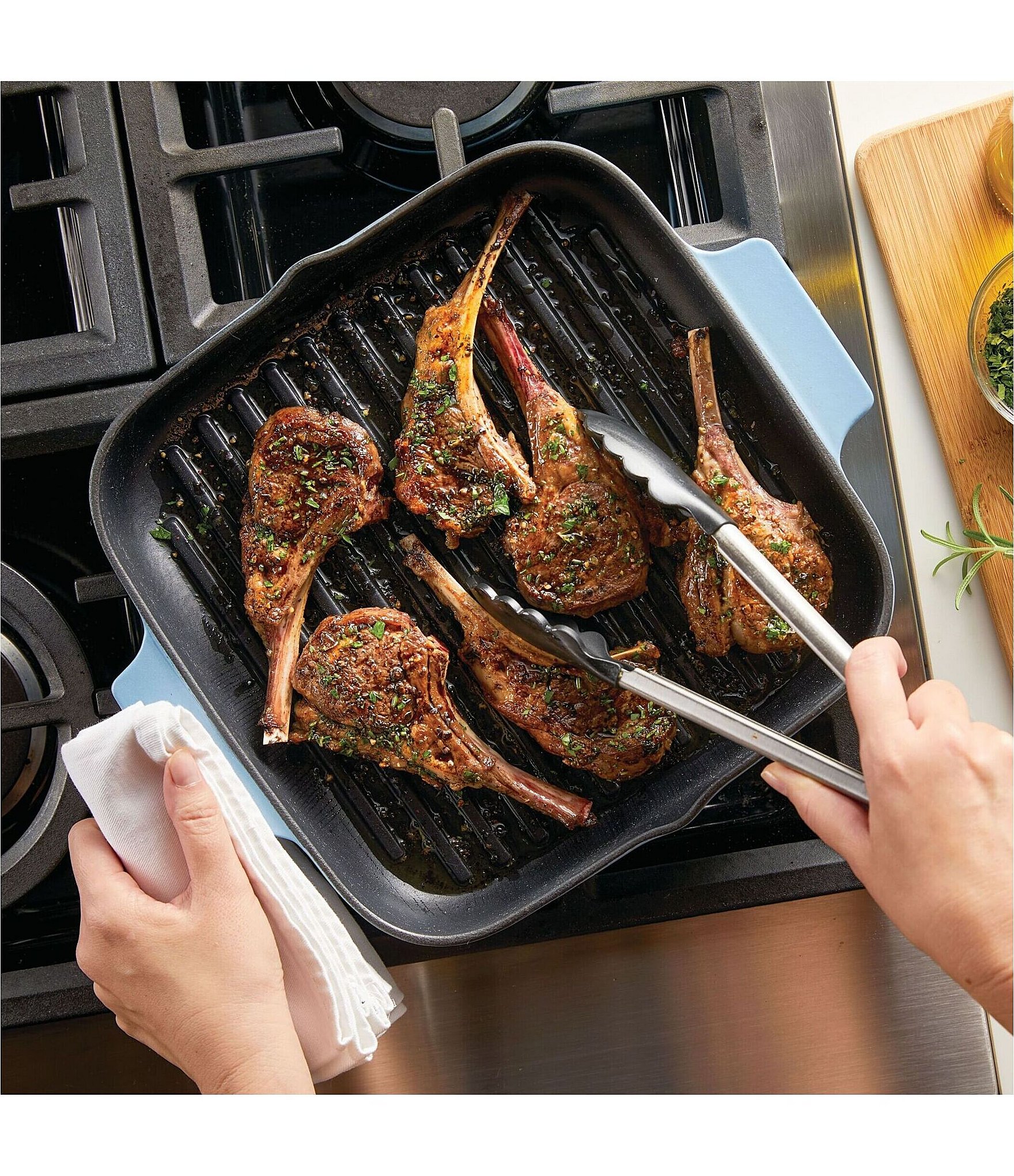 Kitchenaid Enameled Cast Iron Square Grill and Roasting Pan, 11-Inch
