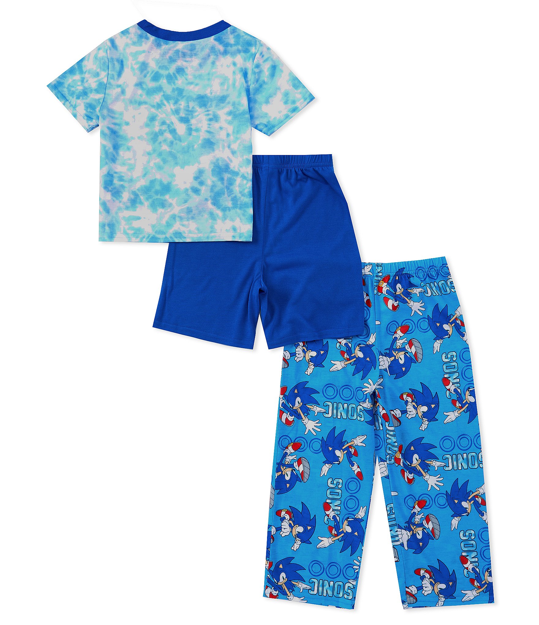 Komar Kids Little/Big Boys 4-10 Short Sleeve Sonic Pajama 3-Piece Set