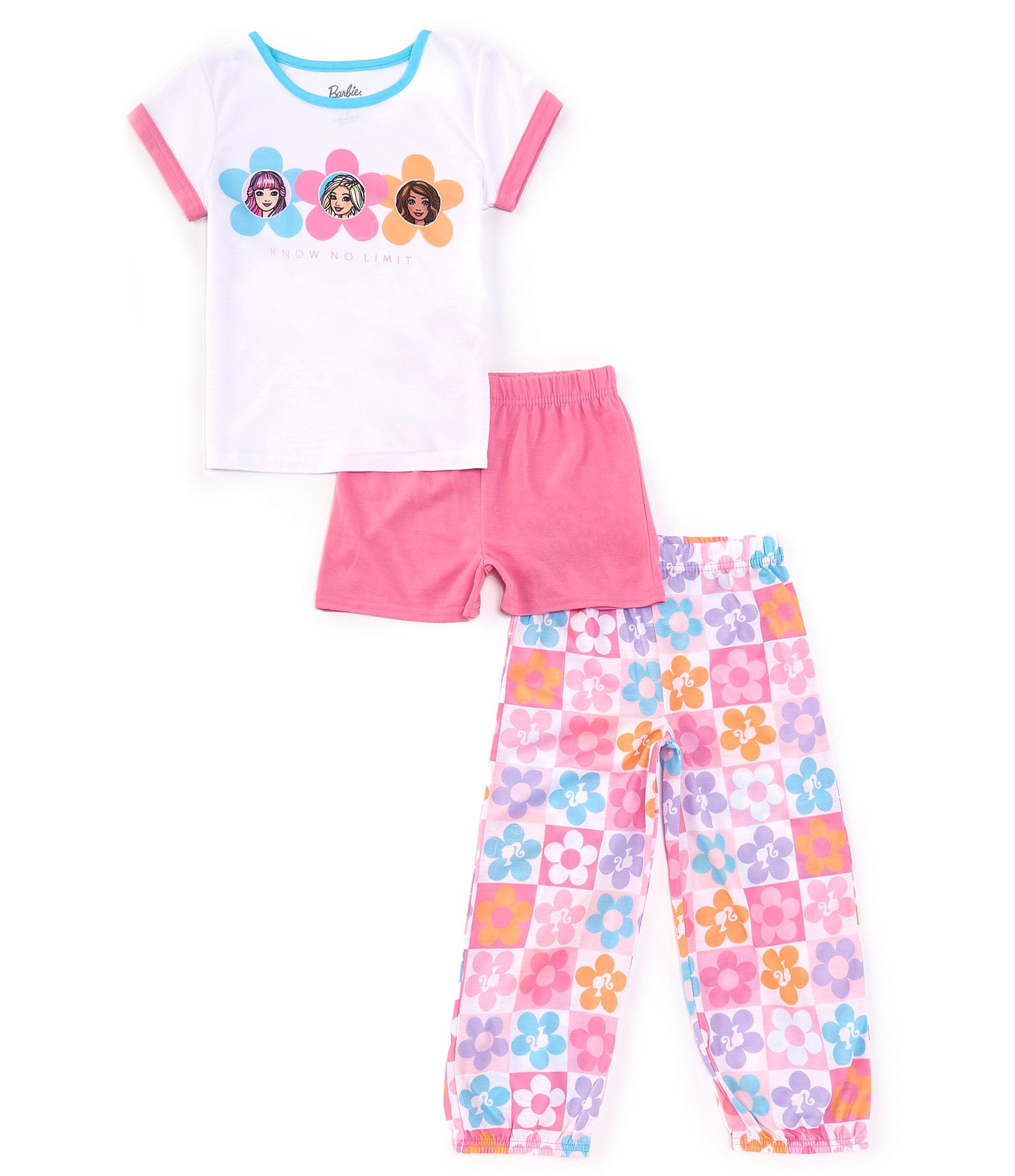 Komar Kids Little/Big Girls 4-10 3-Piece Barbie/Daisy Pajama Set