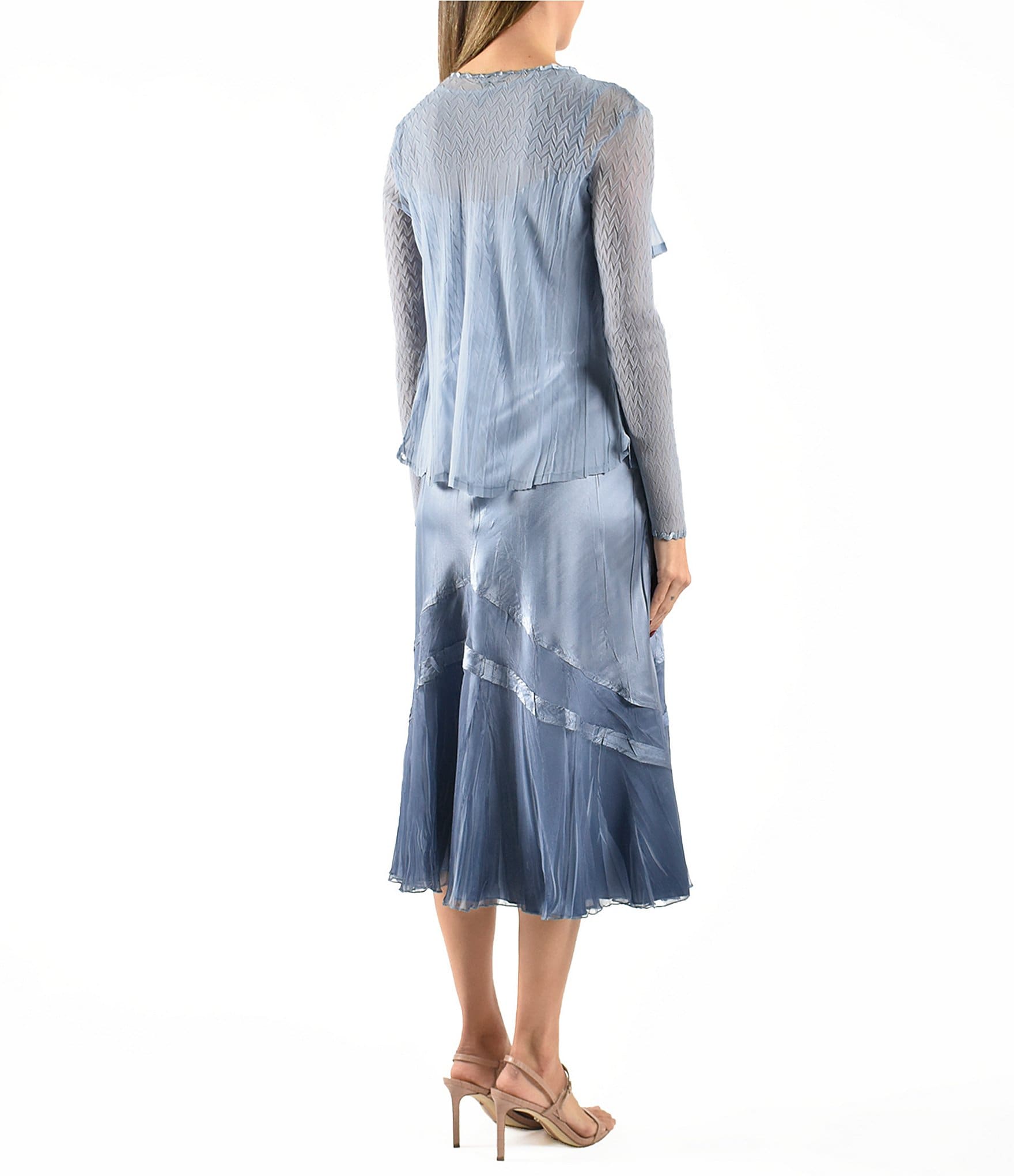 Komarov Two Piece Set V-Neck Aline Dress with Cardigan
