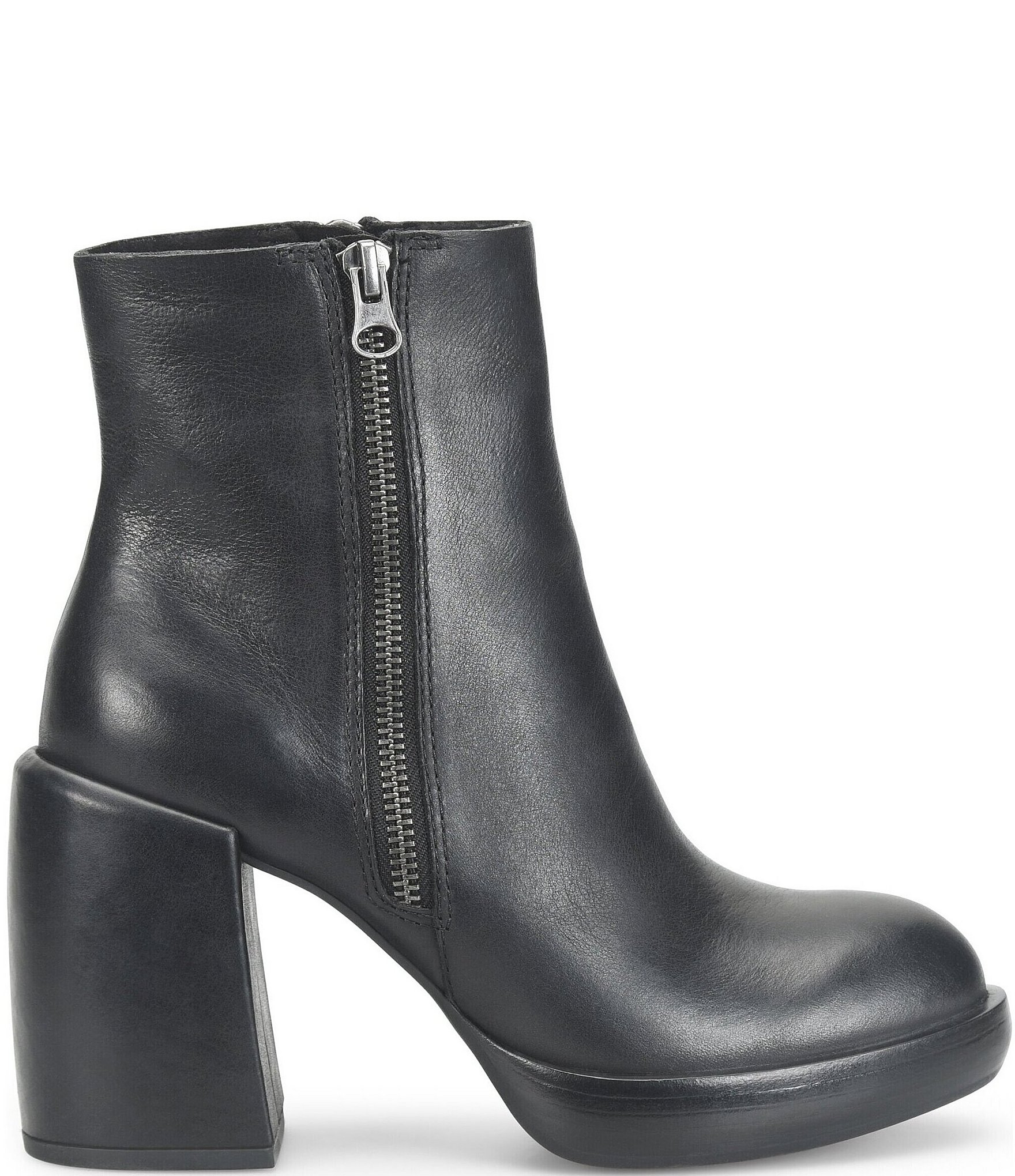 Kork-Ease Aime Leather Platform Block Heel Booties