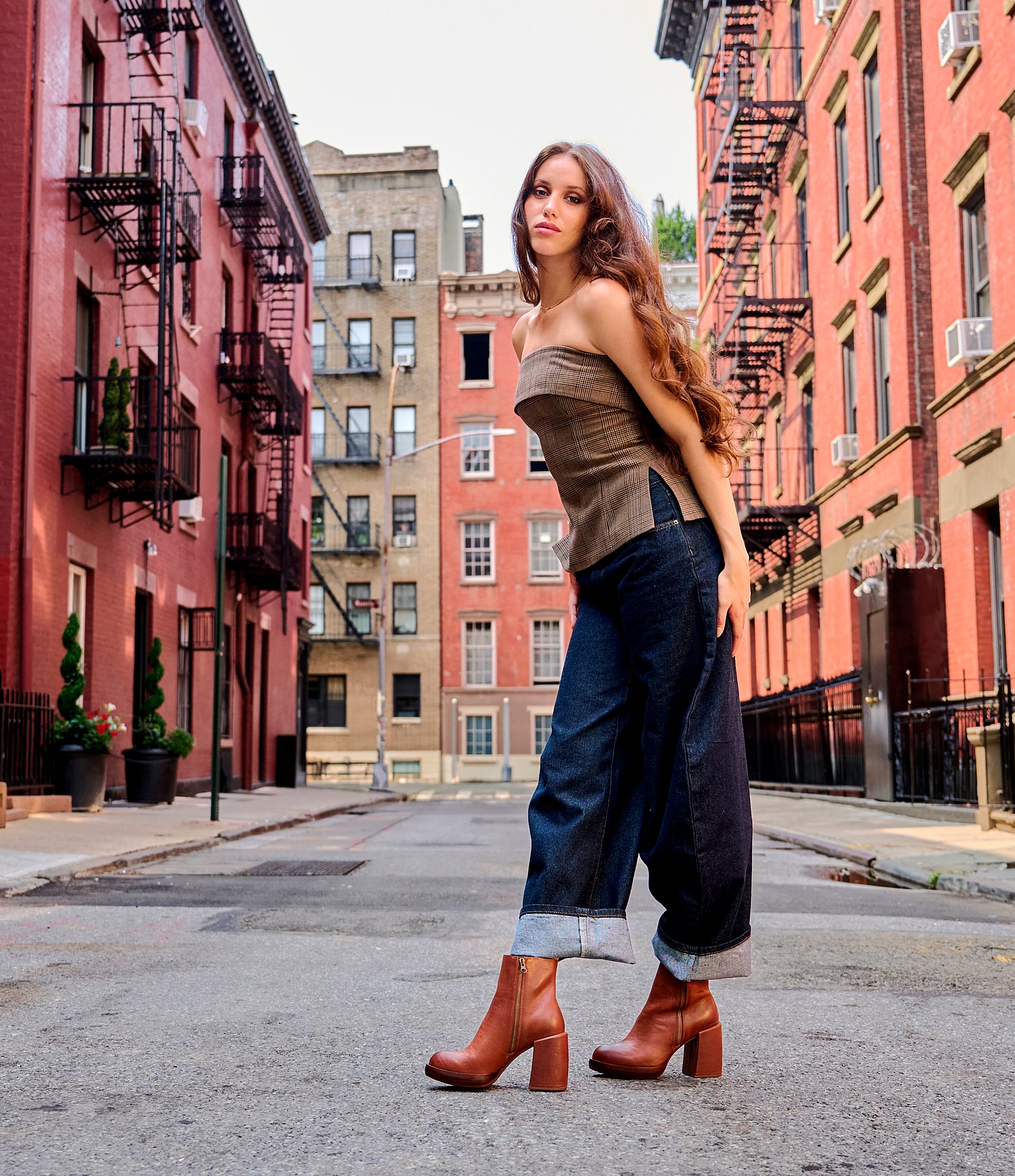 Kork-Ease Aime Leather Platform Block Heel Booties