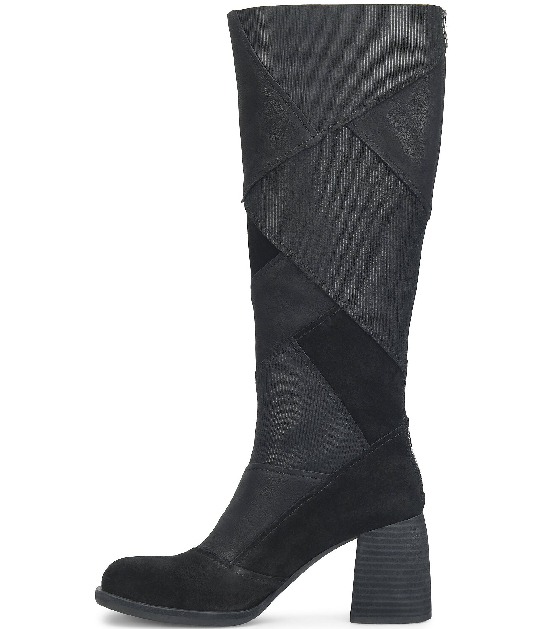 Kork-Ease Asbee Leather and Suede Patchwork Tall Boots