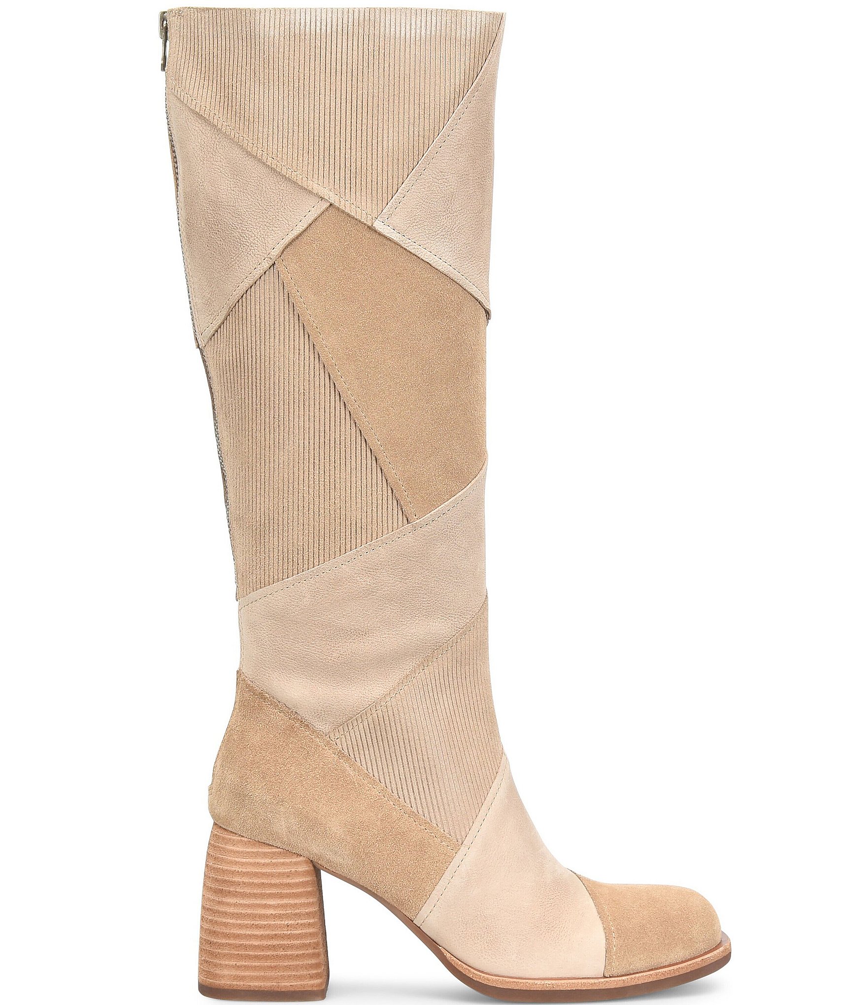 Kork-Ease Asbee Leather and Suede Patchwork Tall Boots